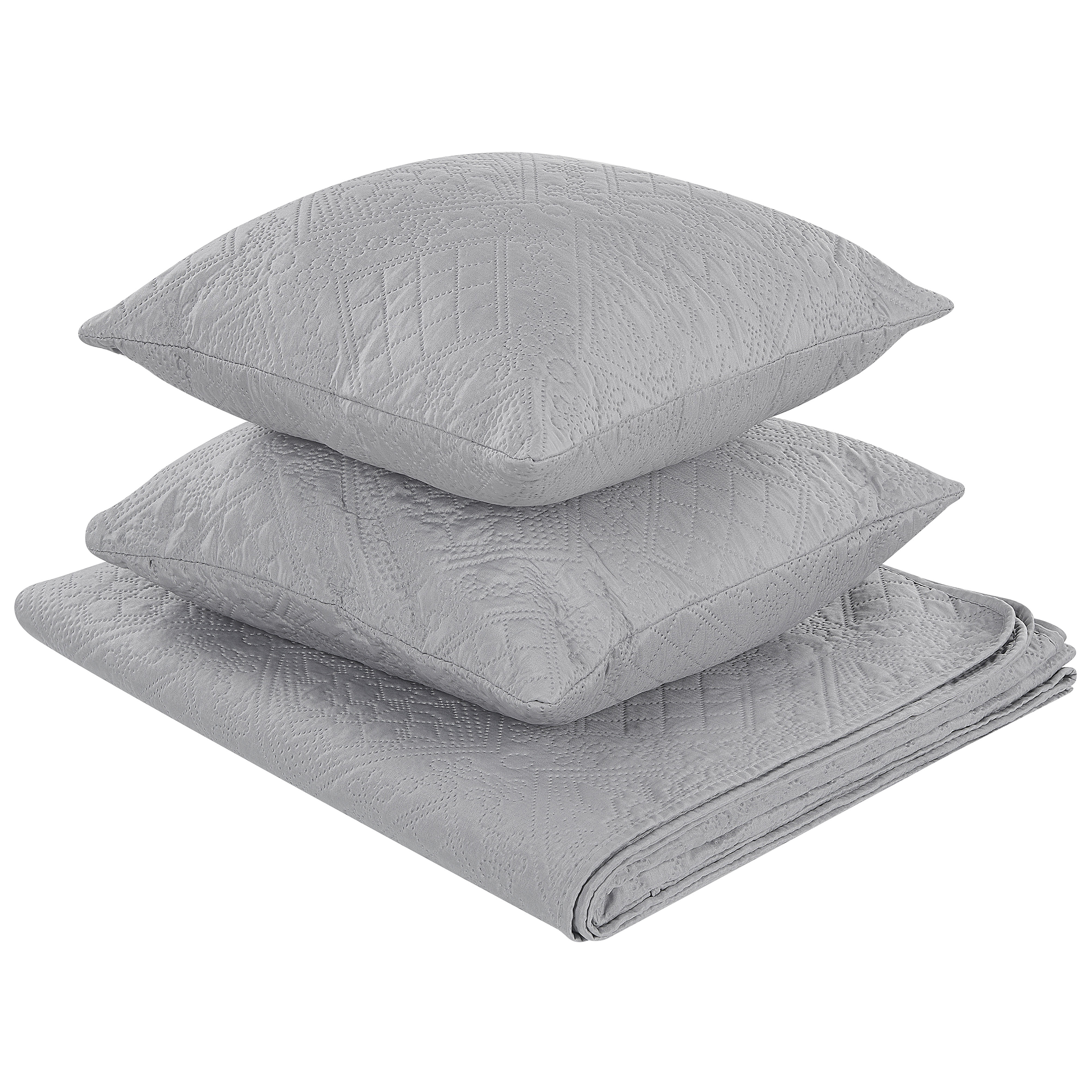 Bedsprei met kussenset grijs 160 x 220 cm ALAMUT