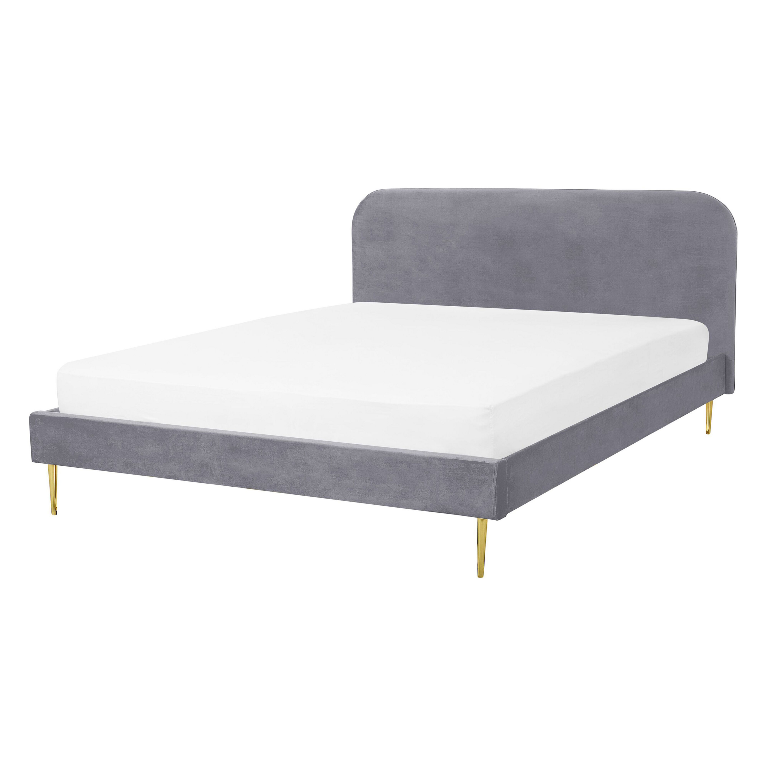 Bed fluweel grijs 140 x 200 cm FLAYAT