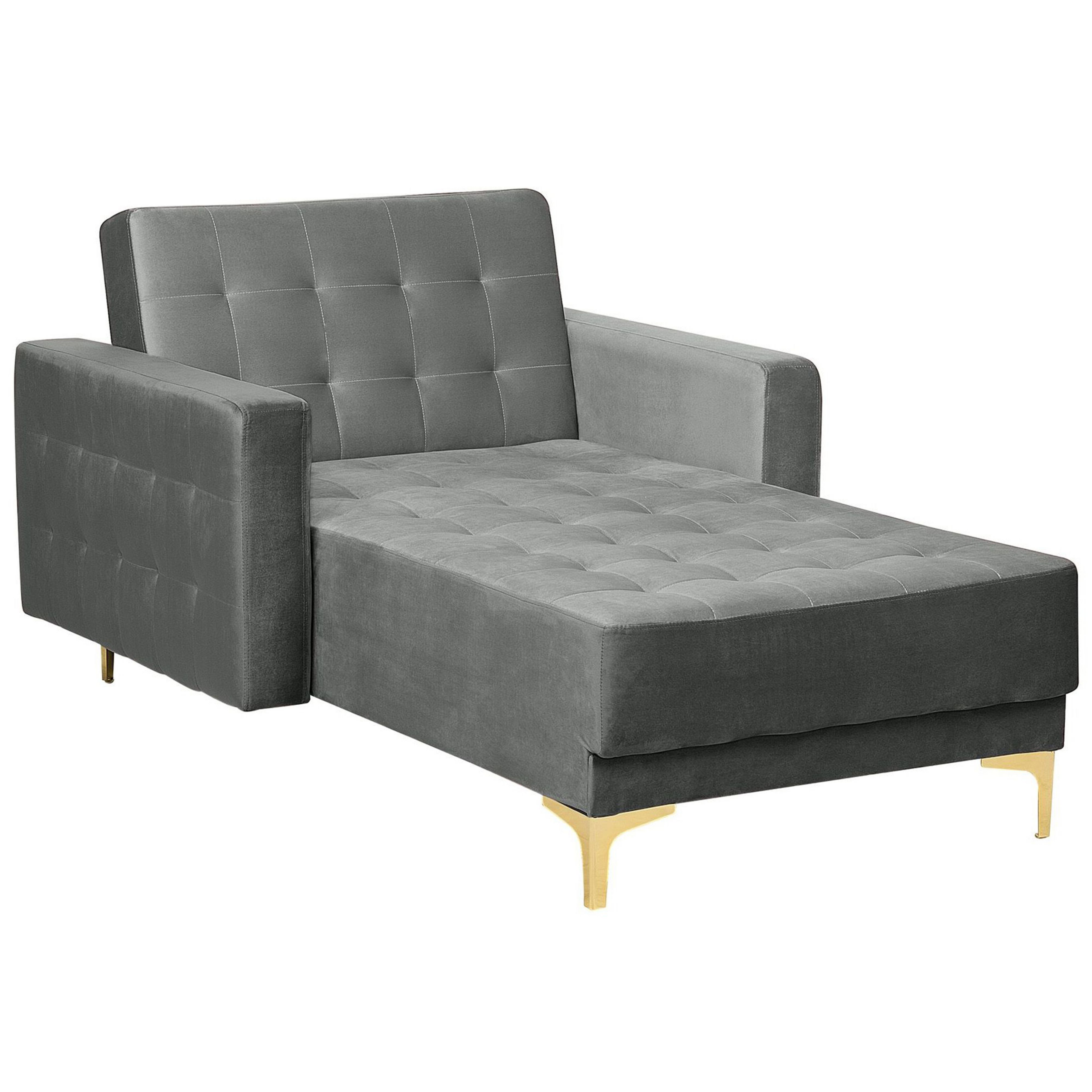 Chaise longue fluweel grijs ABERDEEN