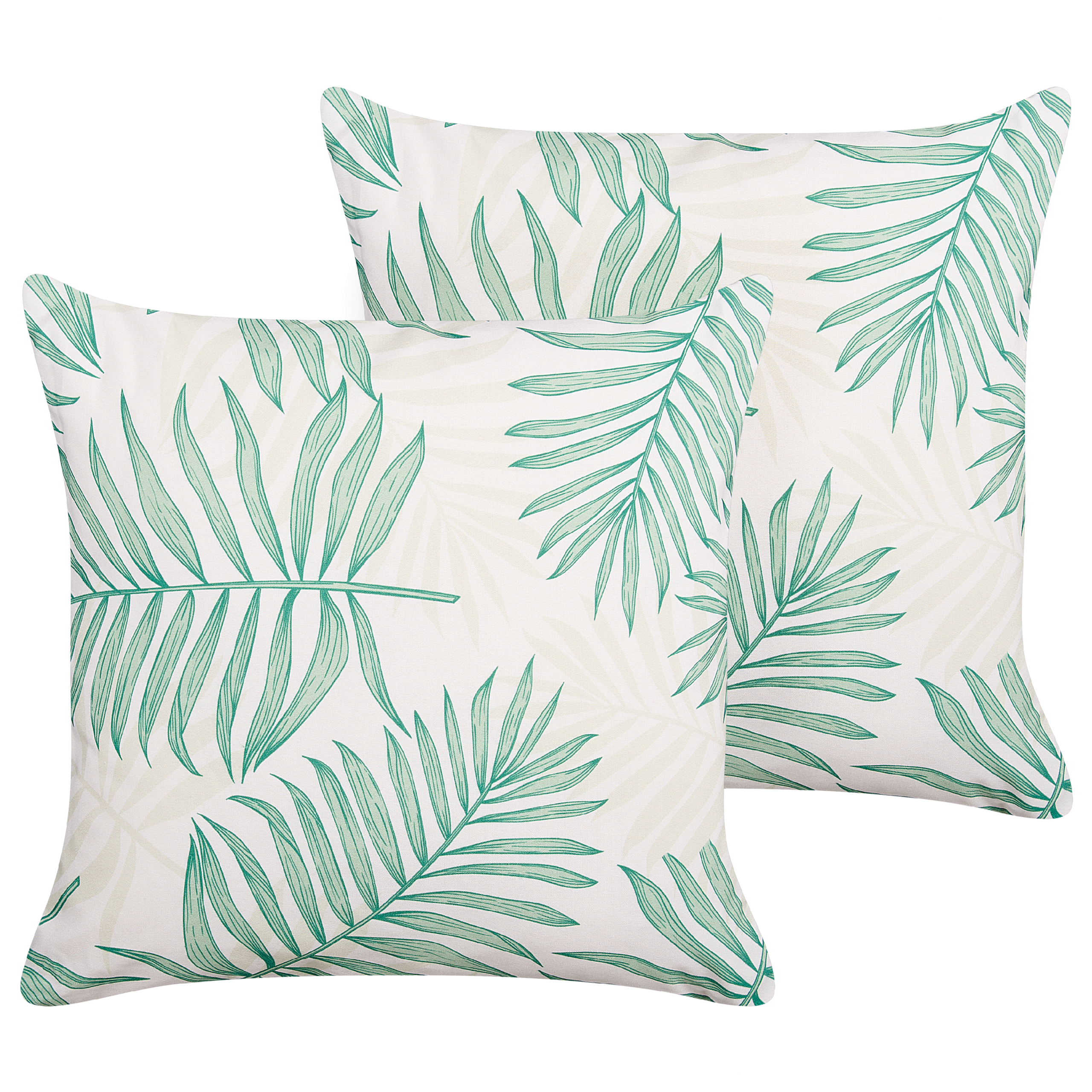 Tuinkussen set van 2 bladeren beige/groen 45 x 45 cm POGGIO