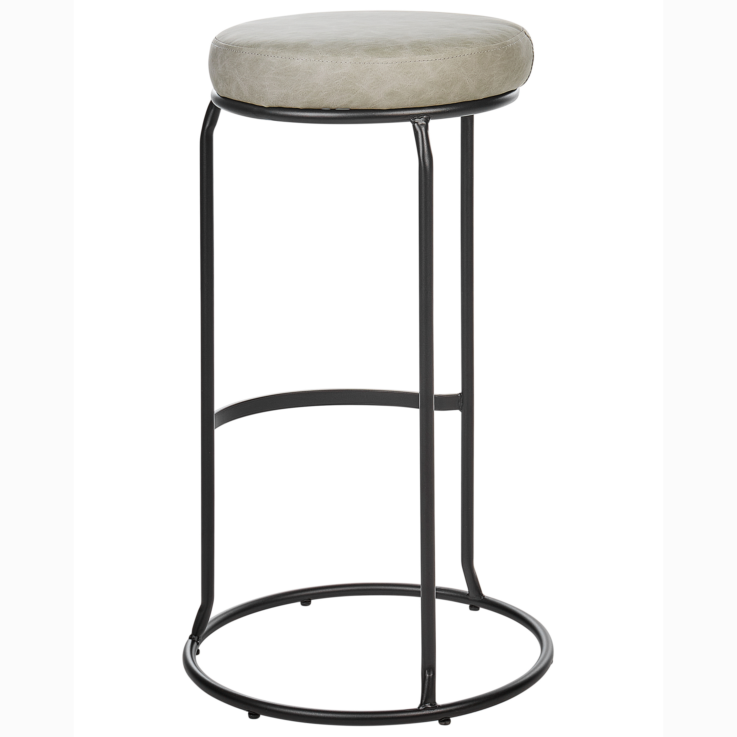 Set de 2 scaune de bar MILROY Piele ecologică Gri deschis [5]