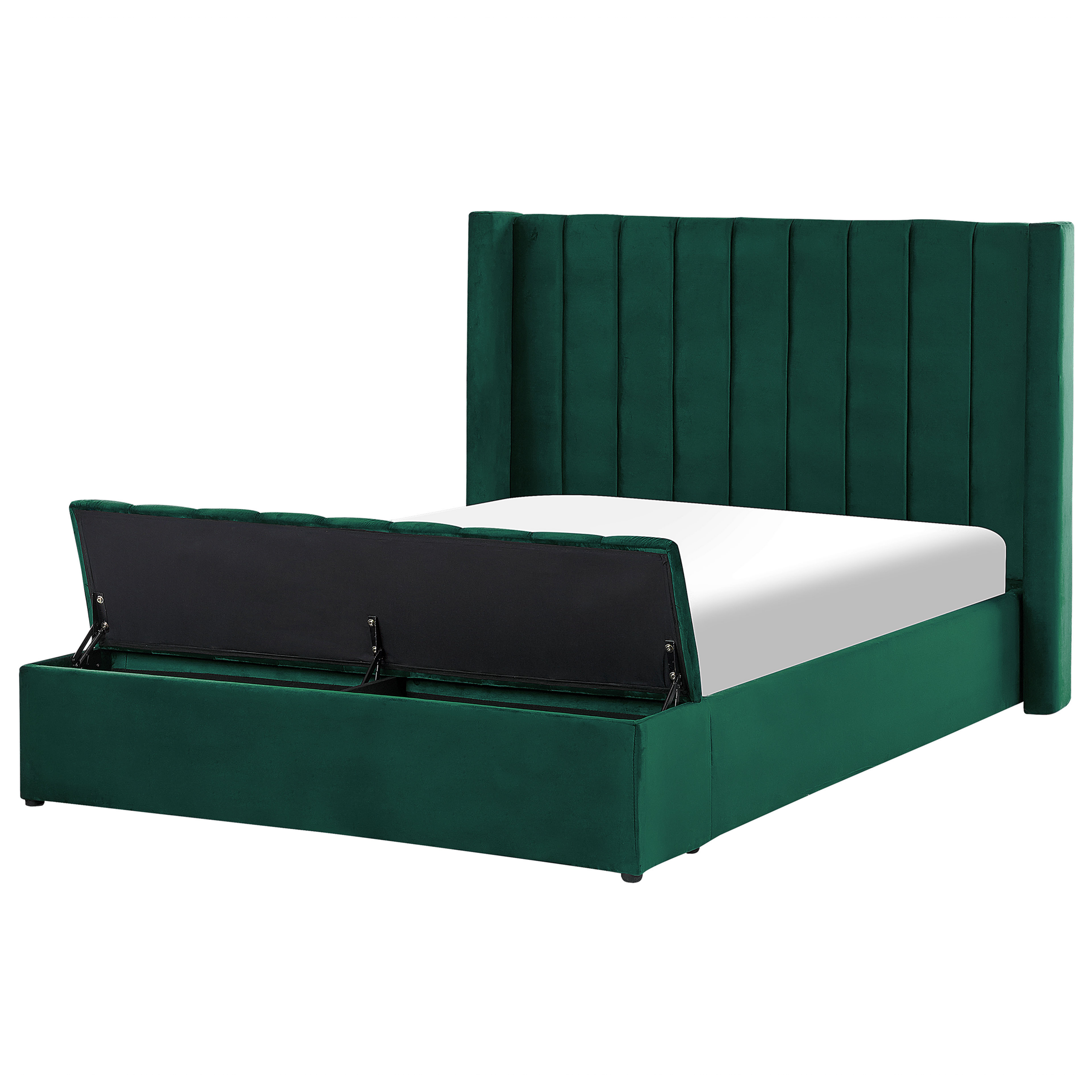 Bed met opbergbank fluweel groen 140 x 200 cm NOYERS
