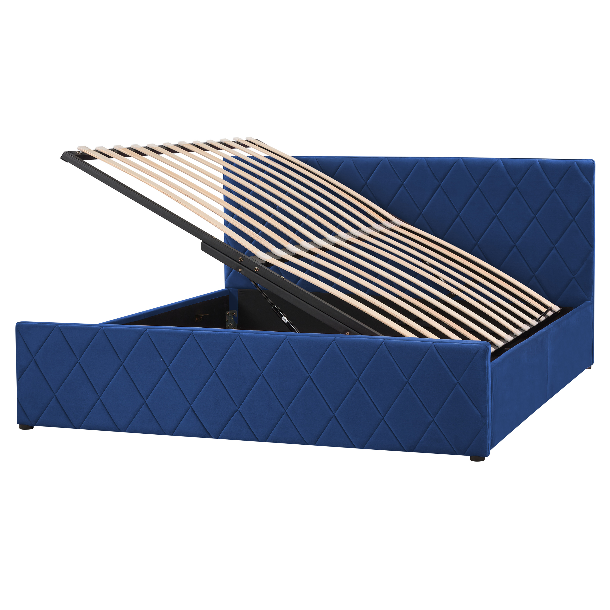 Bed fluweel blauw 160 x 200 cm ROCHEFORT
