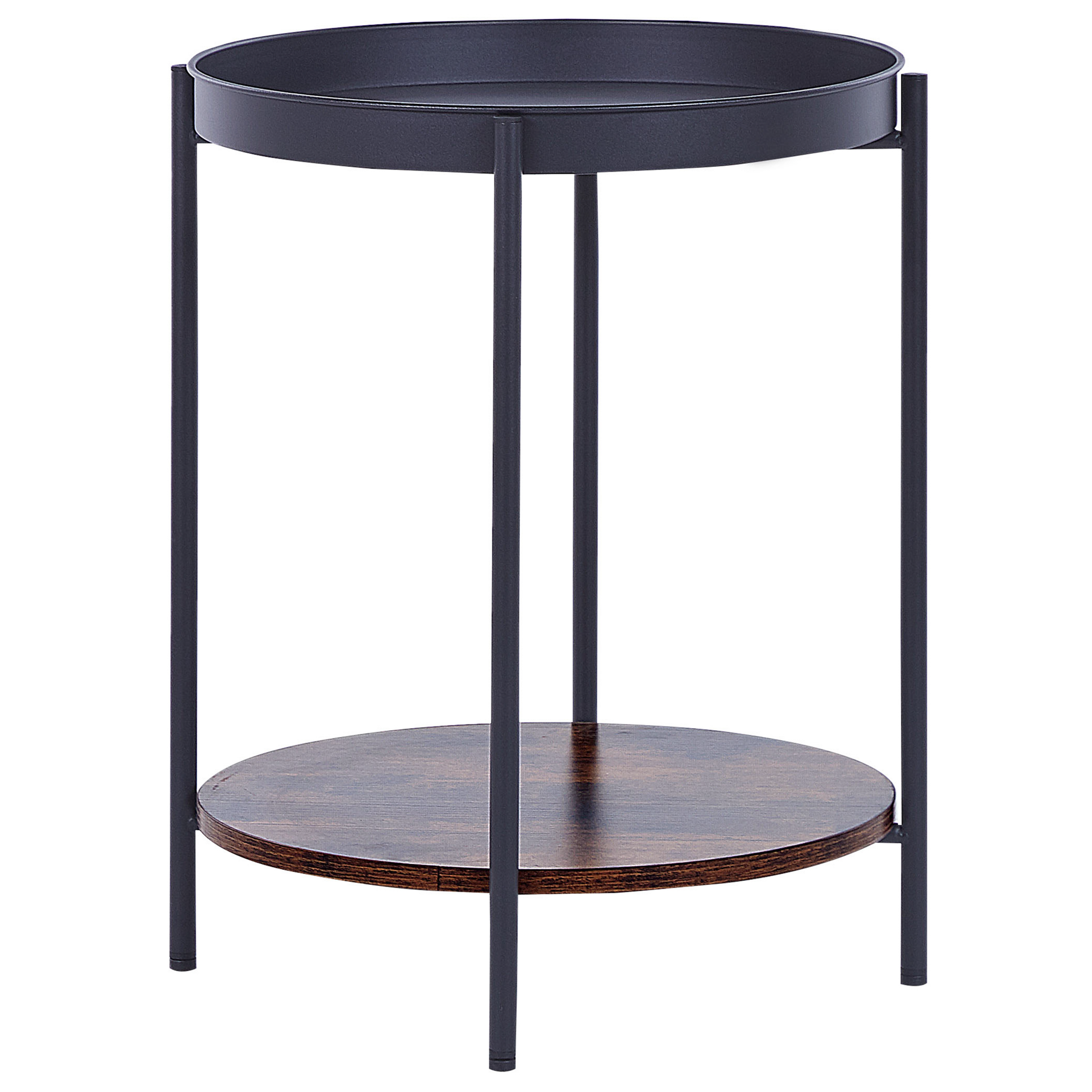 Bijzettafel zwart met donker hout BORDEN
