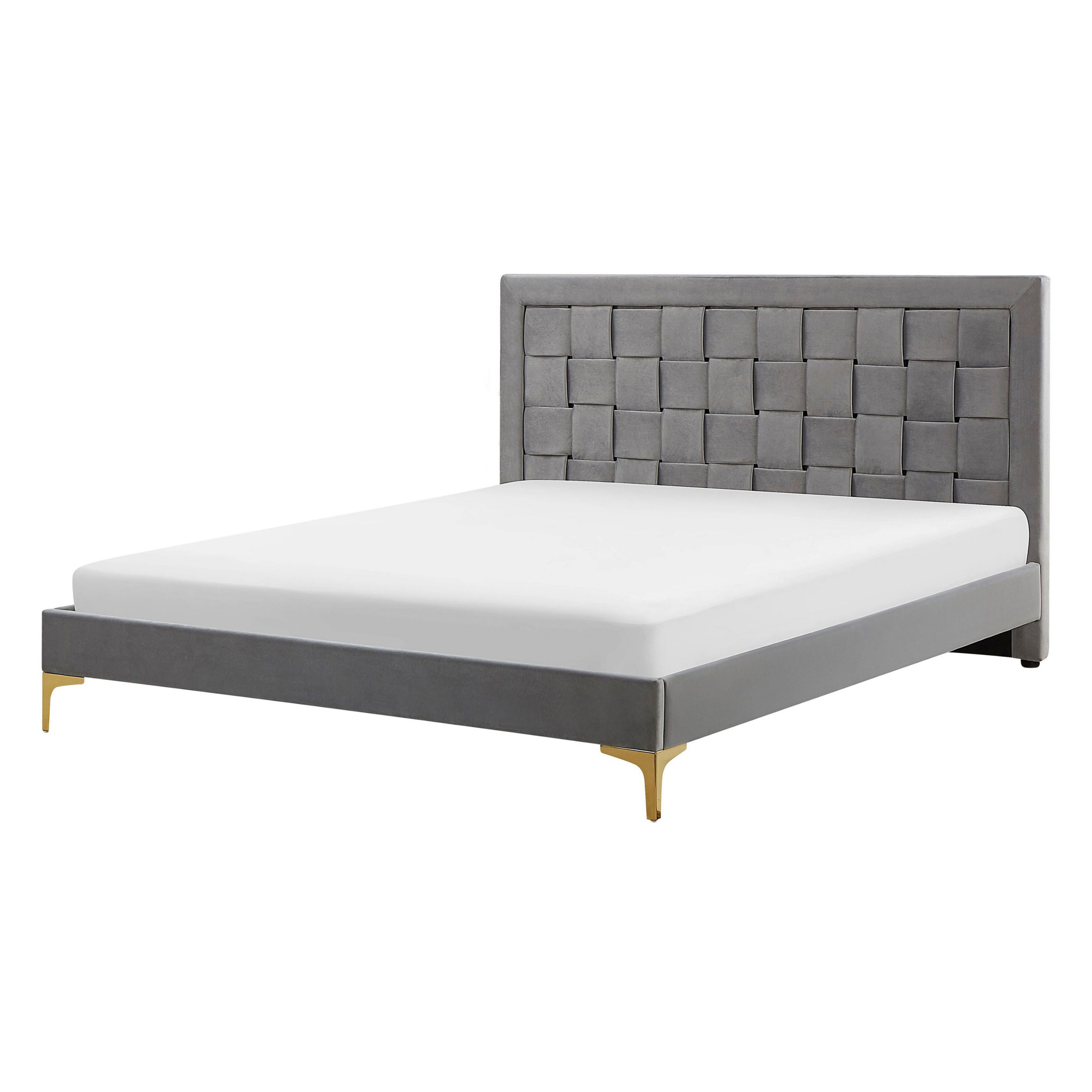Bed fluweel grijs 140 x 200 cm LIMOUX
