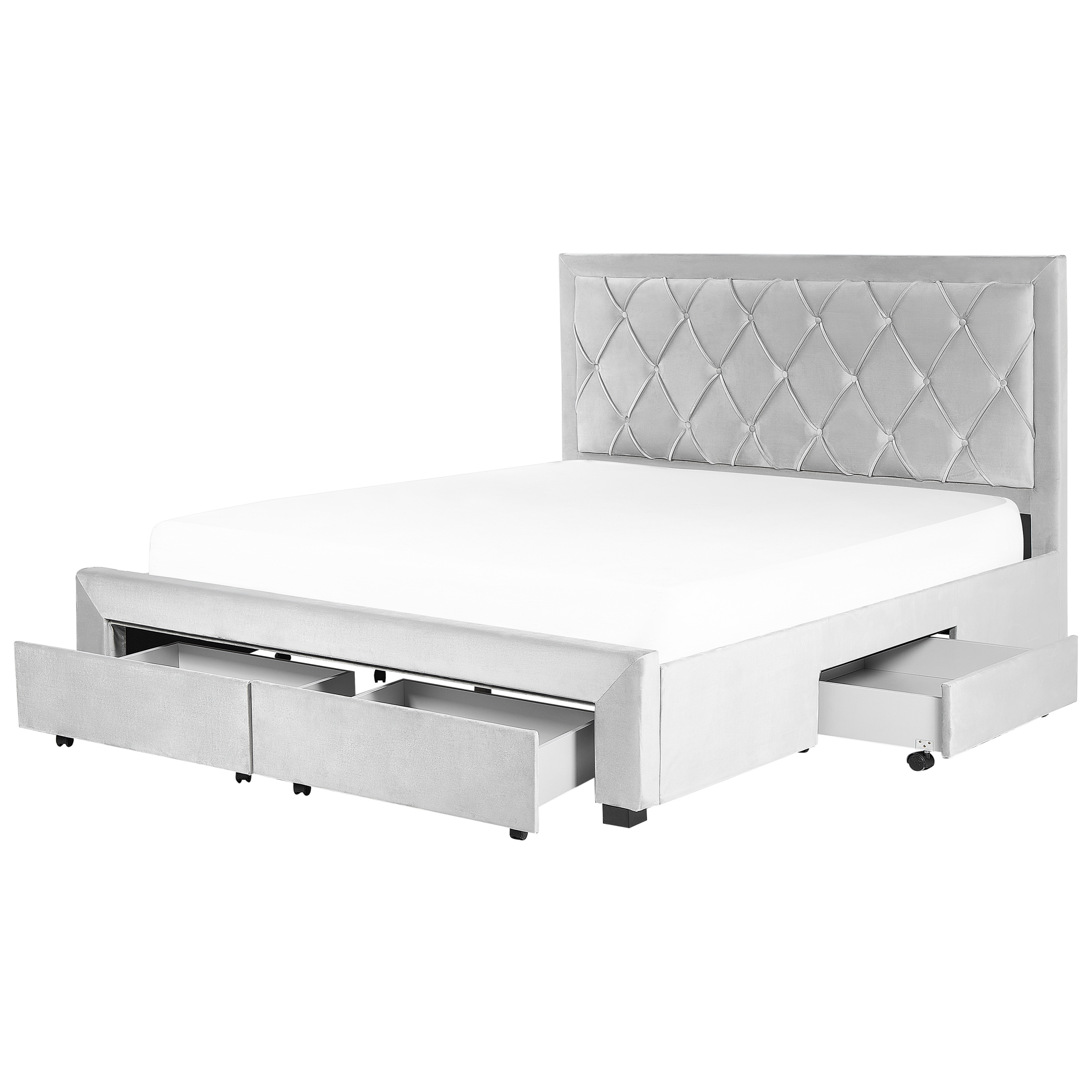 Beliani - Cama com arrumação em veludo cinzento claro 180 x 200 cm LIEVIN