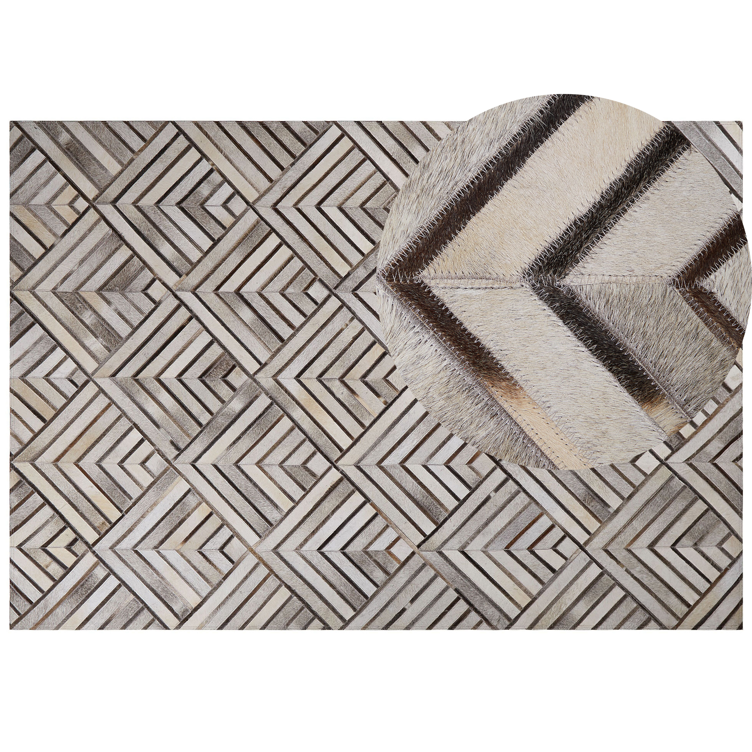 Vloerkleed leer beige/grijs 160 x 230 cm TEKIR