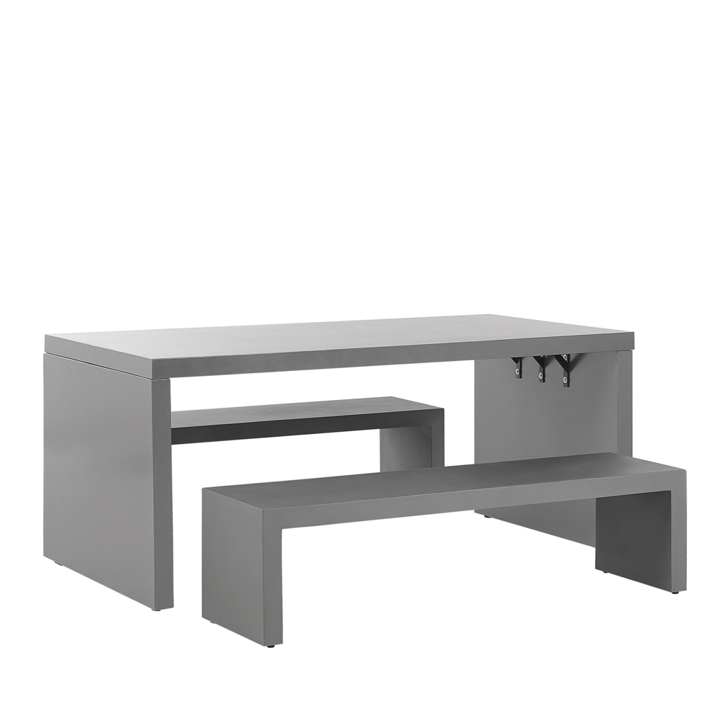 Set da pranzo da giardino Tavolo a forma di U in cemento grigio 2 panche 4 posti resistente all'acqua industriale