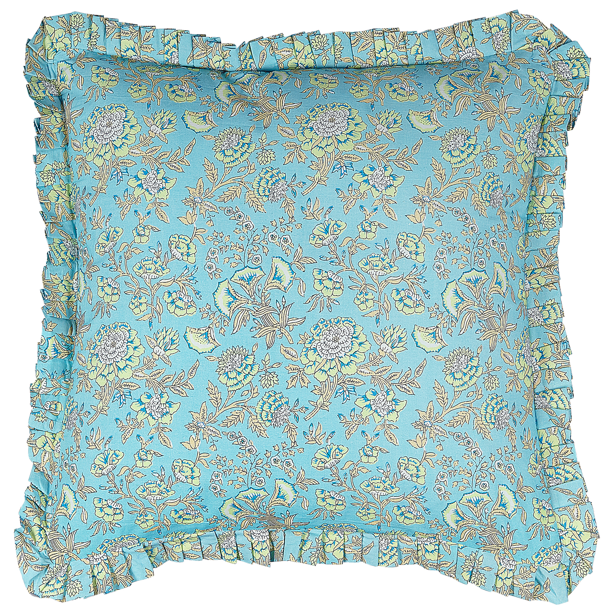 Set van 2 kussens Blokprint Katoen Blauw AMOENA 45 x 45 cm