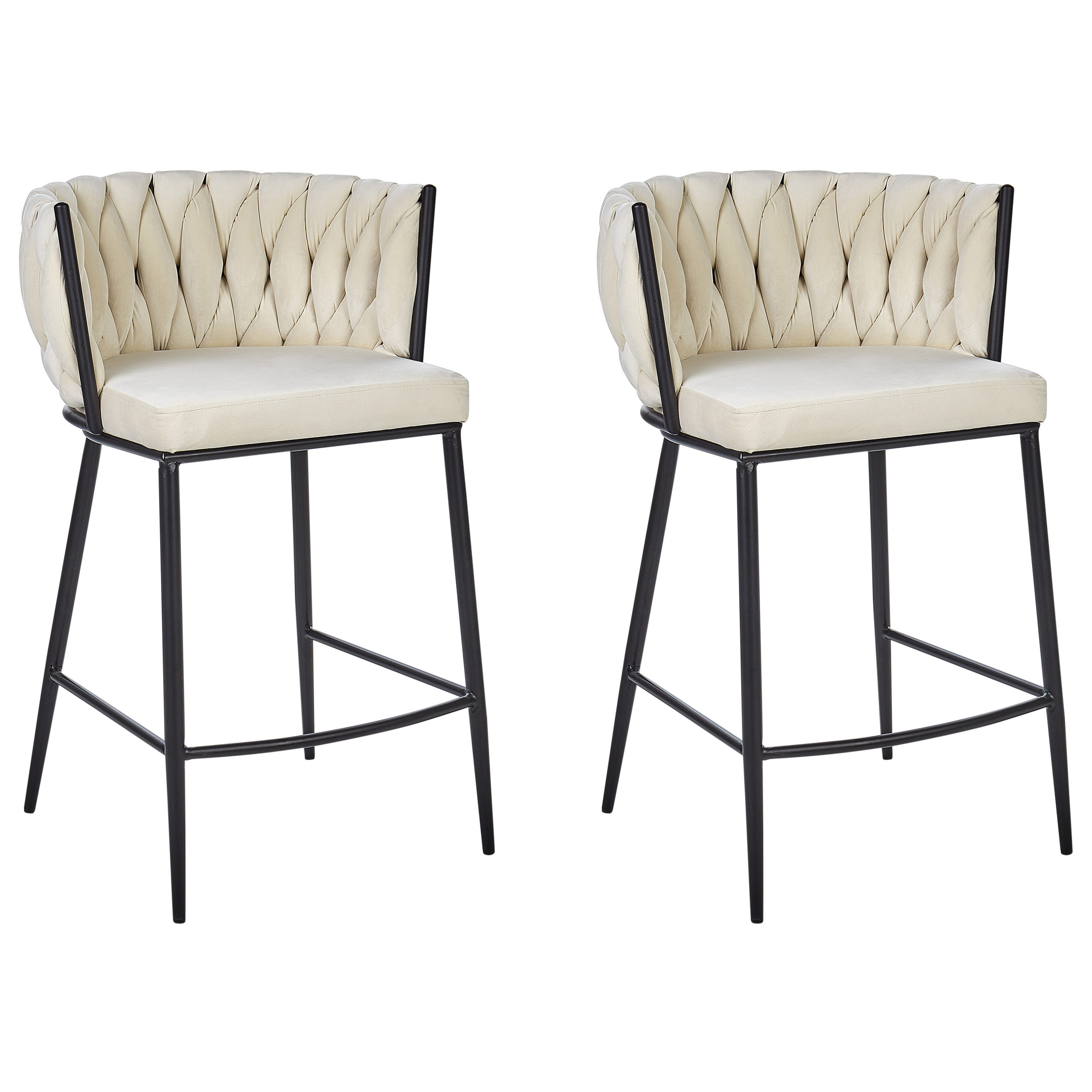 Barkruk Set van 2 Fluweel Lichtbeige MILAN