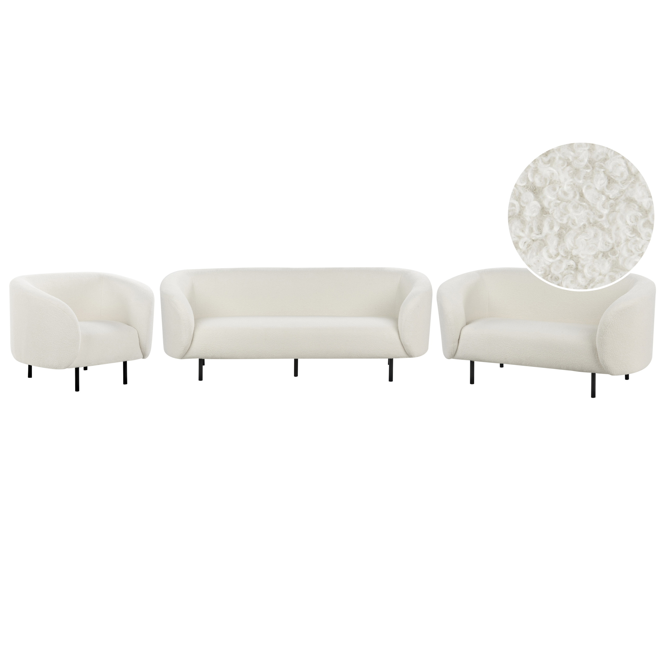 Bankenset bouclé wit/zwart LOEN
