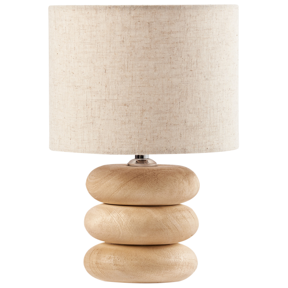 Image of Lampada da tavolo a stelo con paralume in tessuto e base in in metallo marrone chiaro Design moderno Soggiorno