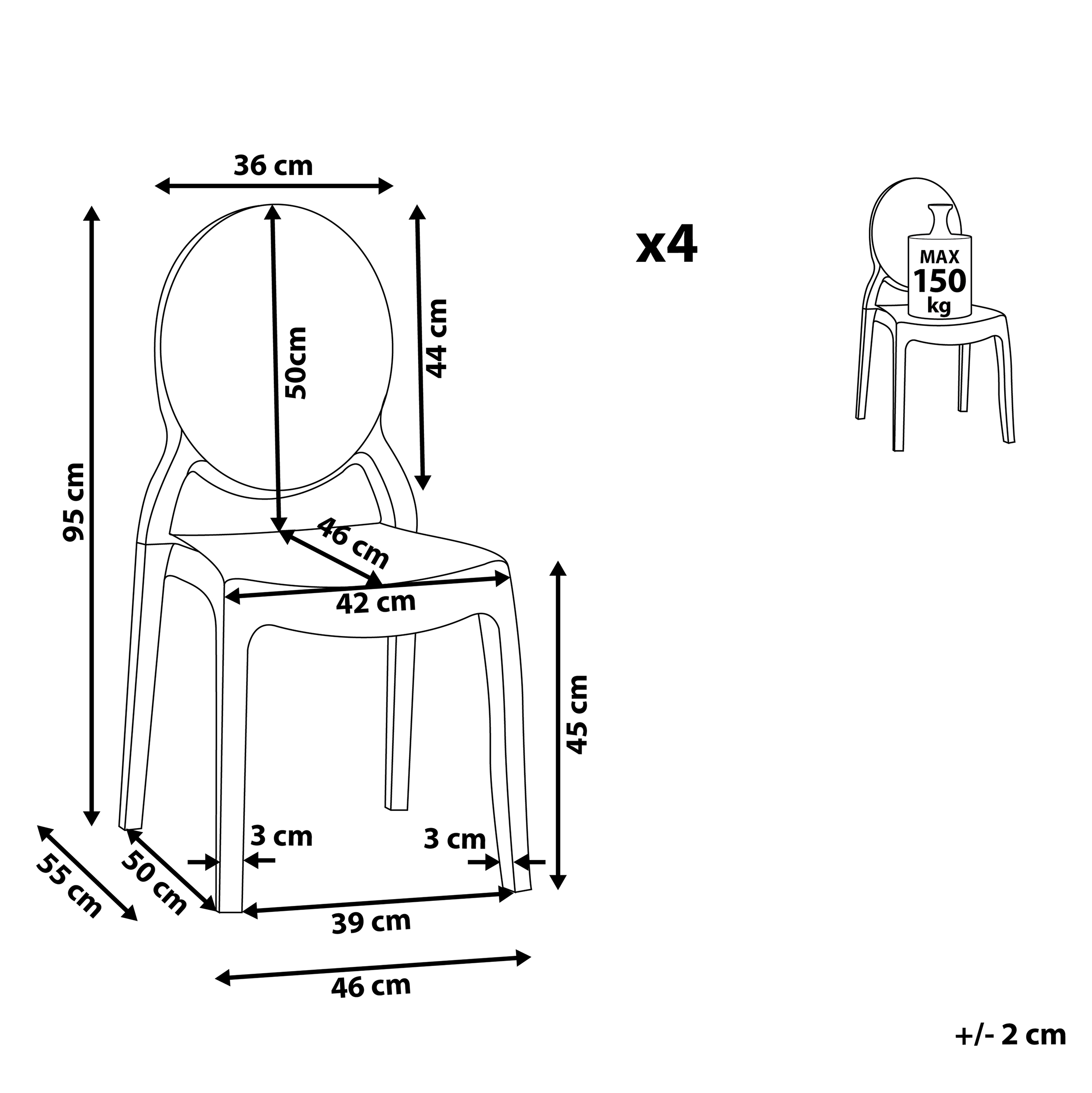 Set of 4 dining chairs MERTON Black [3]