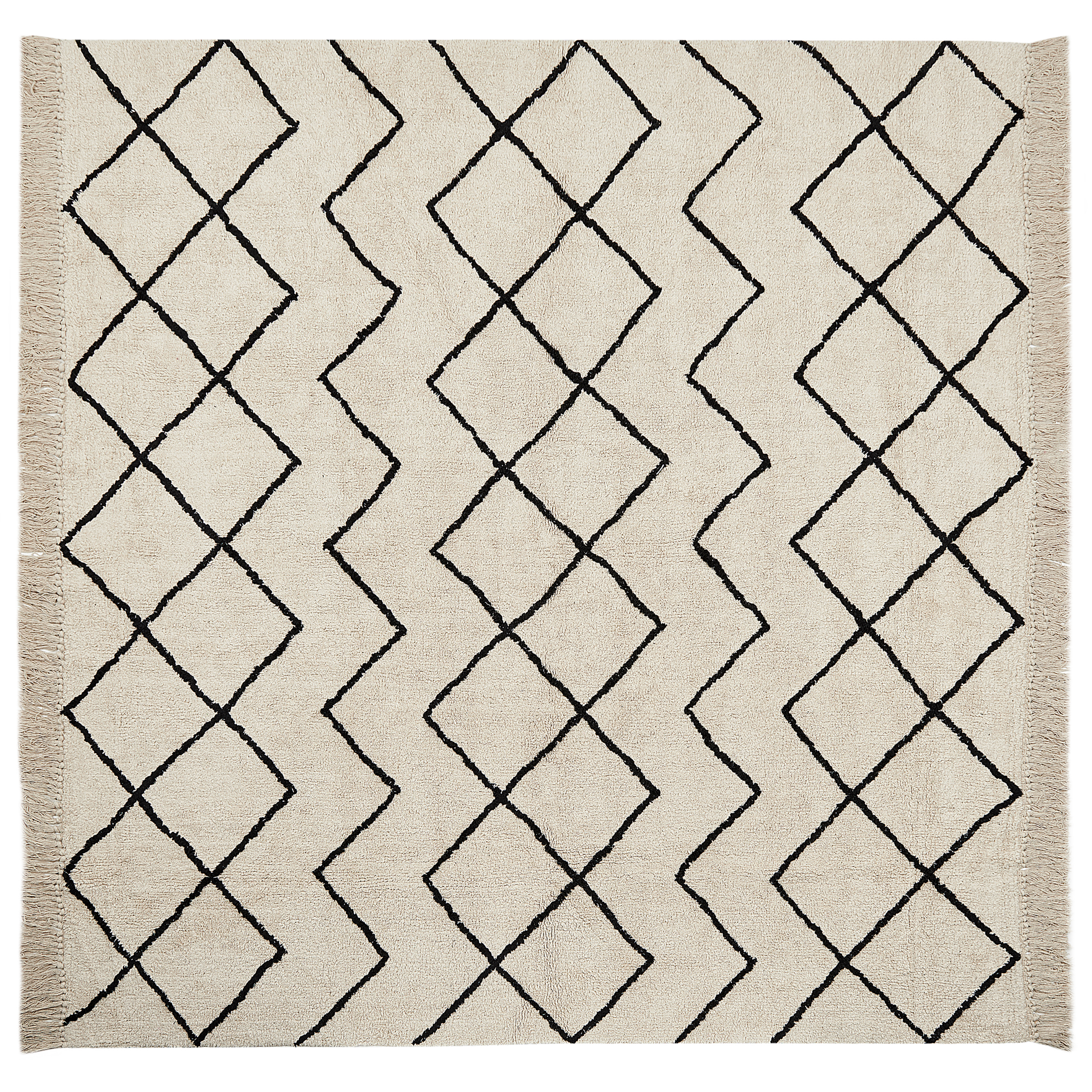 Vloerkleed katoen beige/zwart 200 x 200 cm ELDES