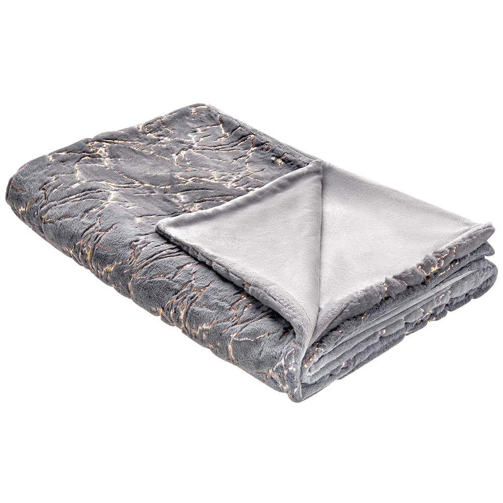 Image of Coperta in poliestere grigio 130 x 180 cm copriletto plaid in marmo dorato motivo soggiorno camera da letto