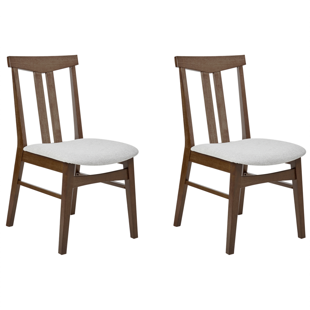 Set di 2 sedie da pranzo in tessuto grigio con struttura in legno massiccio scuro tradizionali retrò senza braccioli