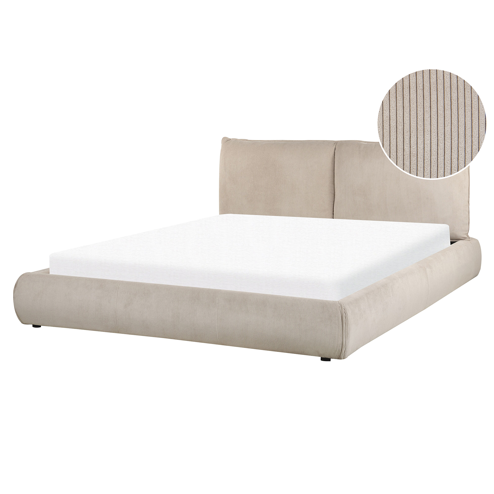 Bed corduroy taupe 160 x 200 cm VINAY