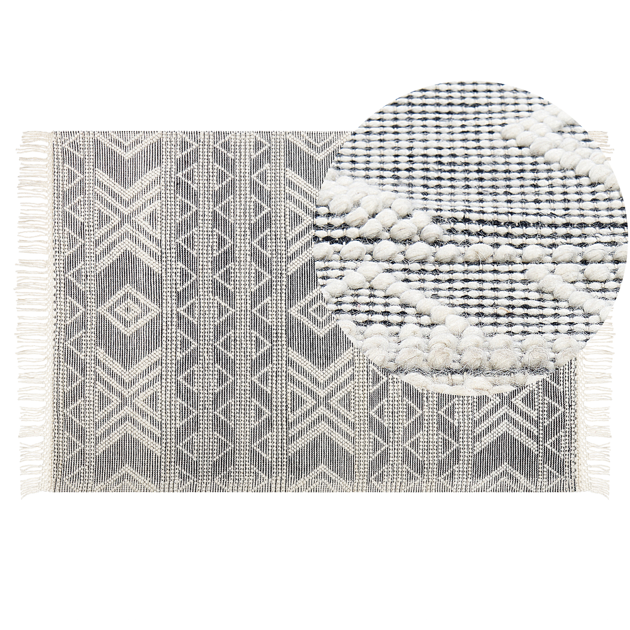 Vloerkleed wol wit/zwart 160 x 230 cm PAZAR