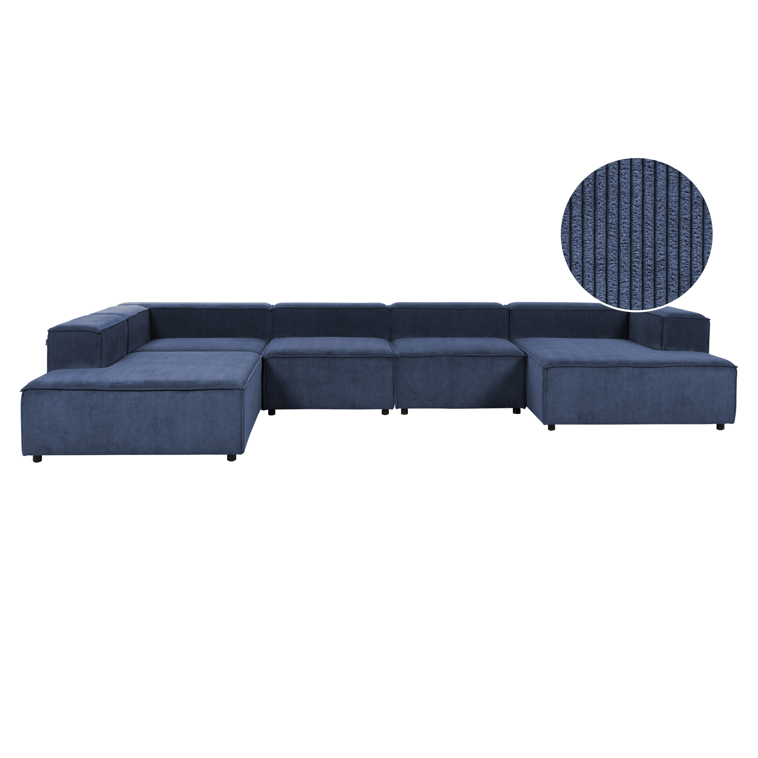 Modulaire hoekbank 5-zits corduroy blauw rechtszijdig APRICA