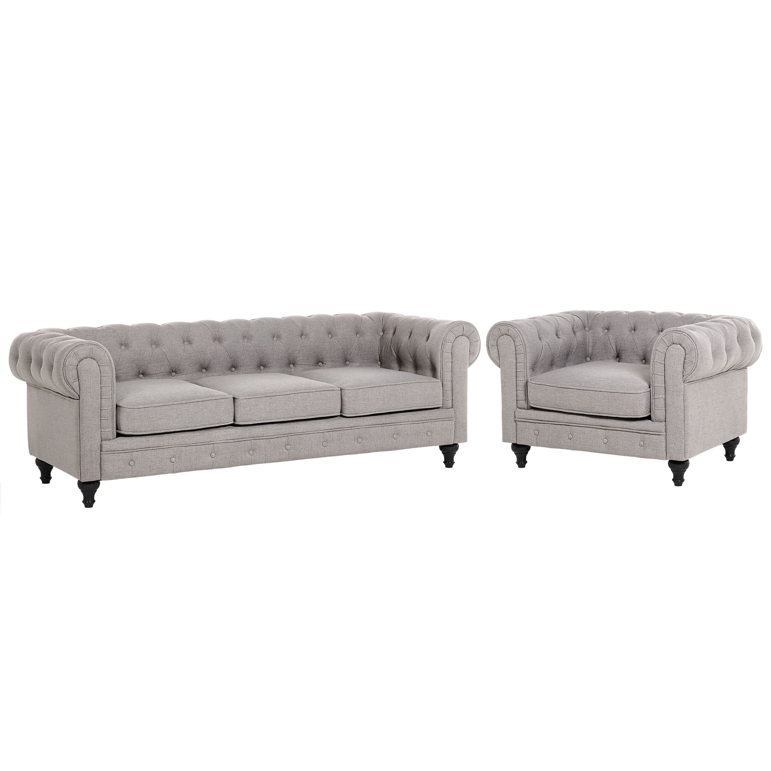Bankenset stof lichtgrijs CHESTERFIELD