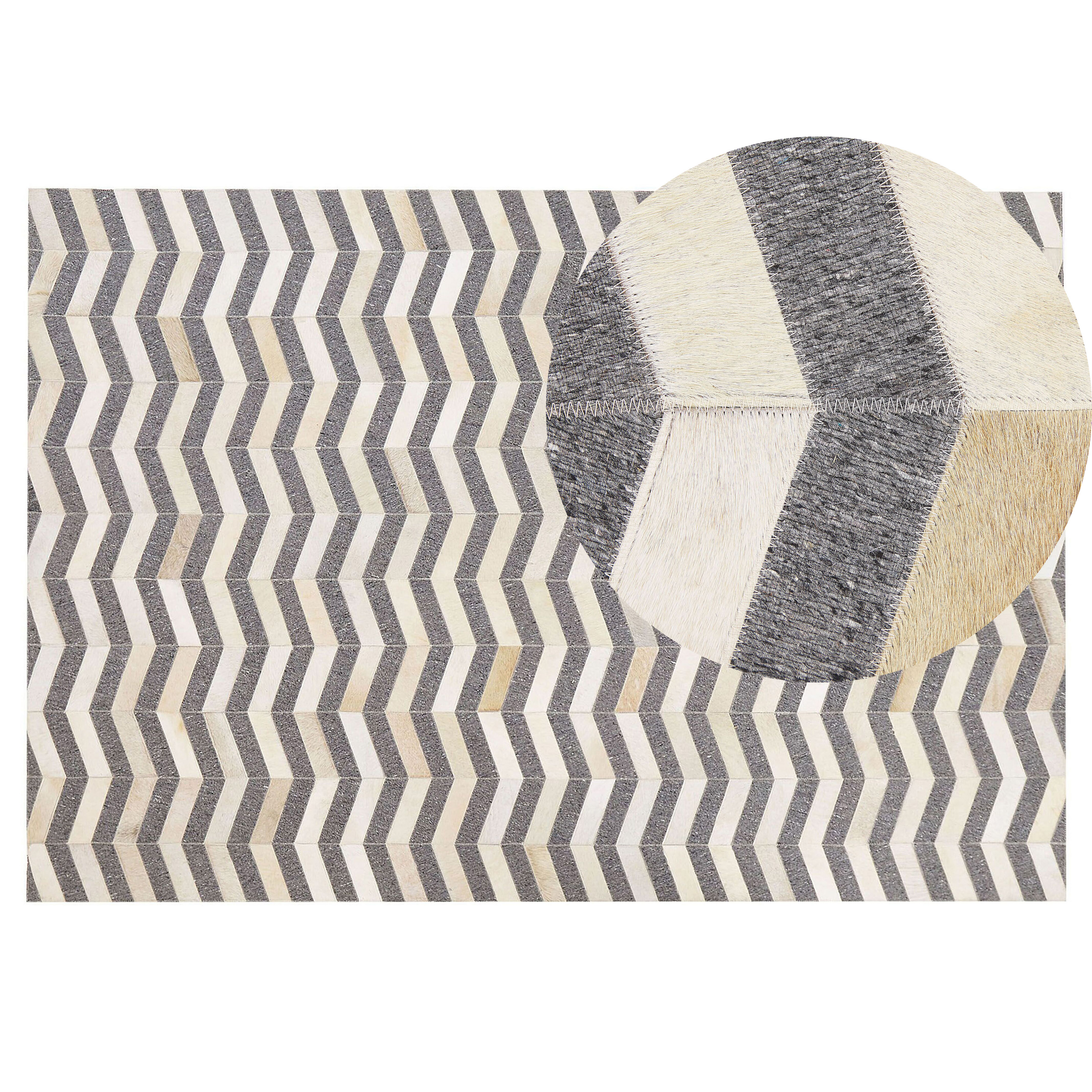 Vloerkleed patchwork grijs/beige 140 x 200 cm BAGGOZE