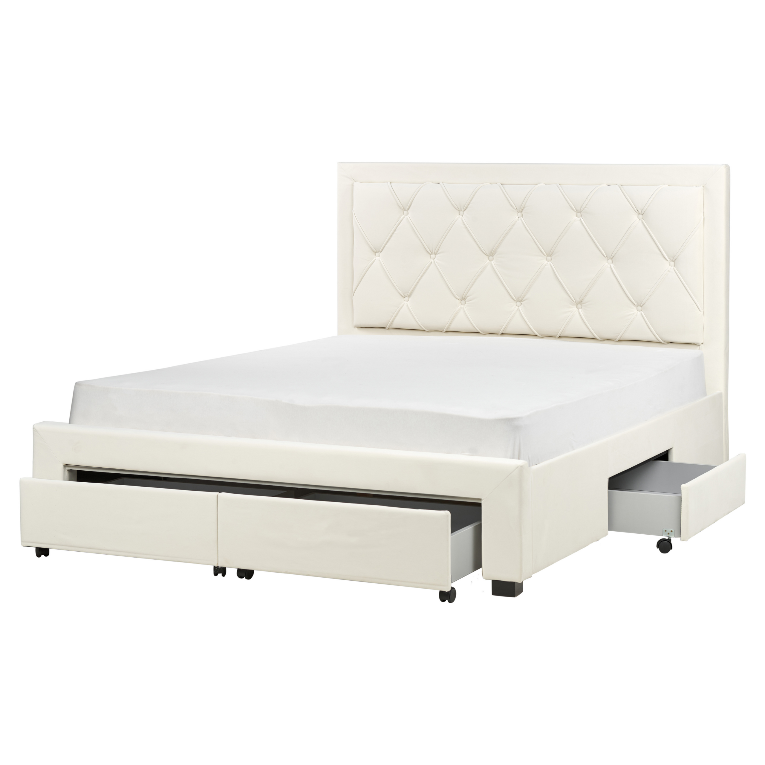 Bed met opbergruimte fluweel crème 160 x 200 cm LIEVIN