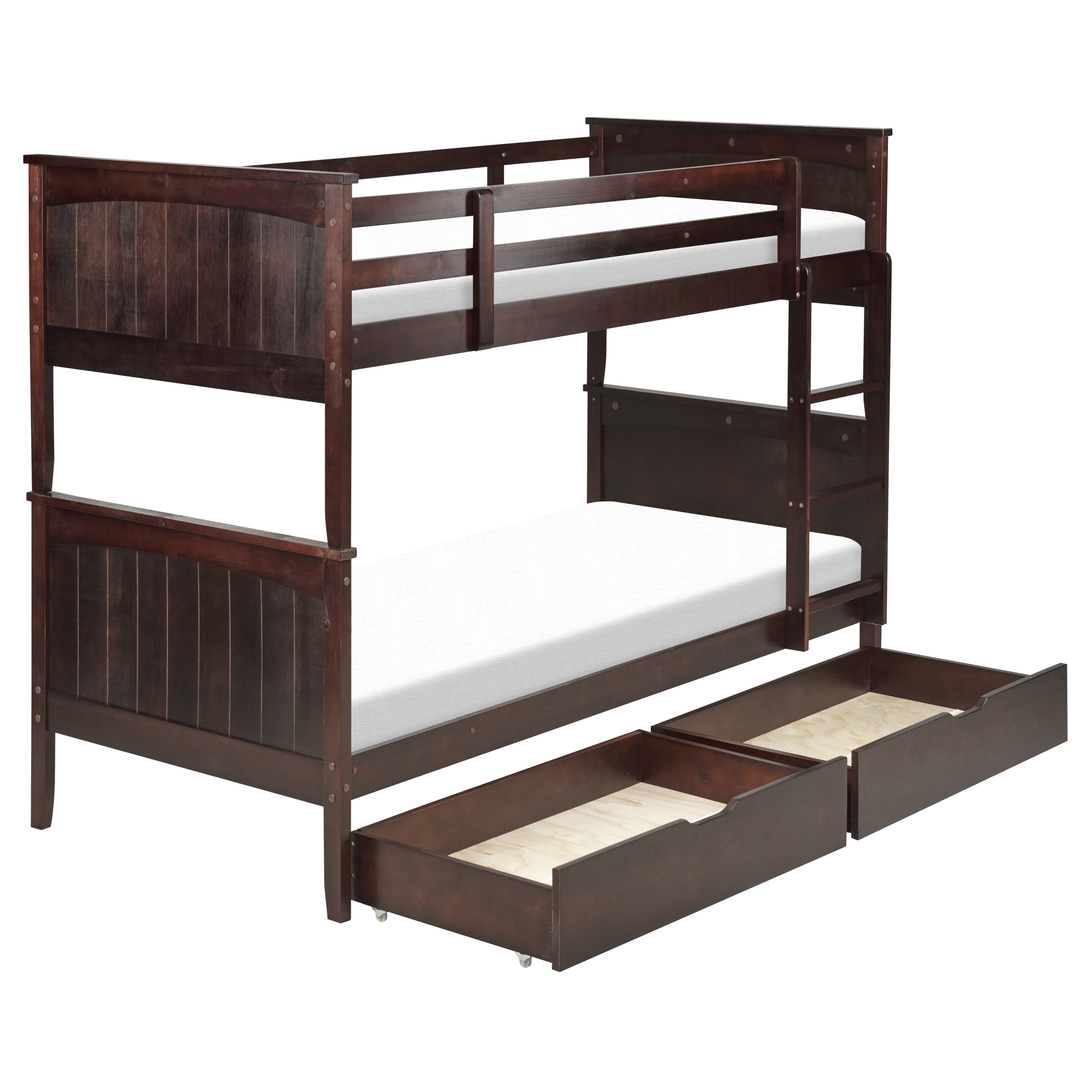Stapelbed met opbergruimte hout donkerbruin 90 x 200 cm ALBON