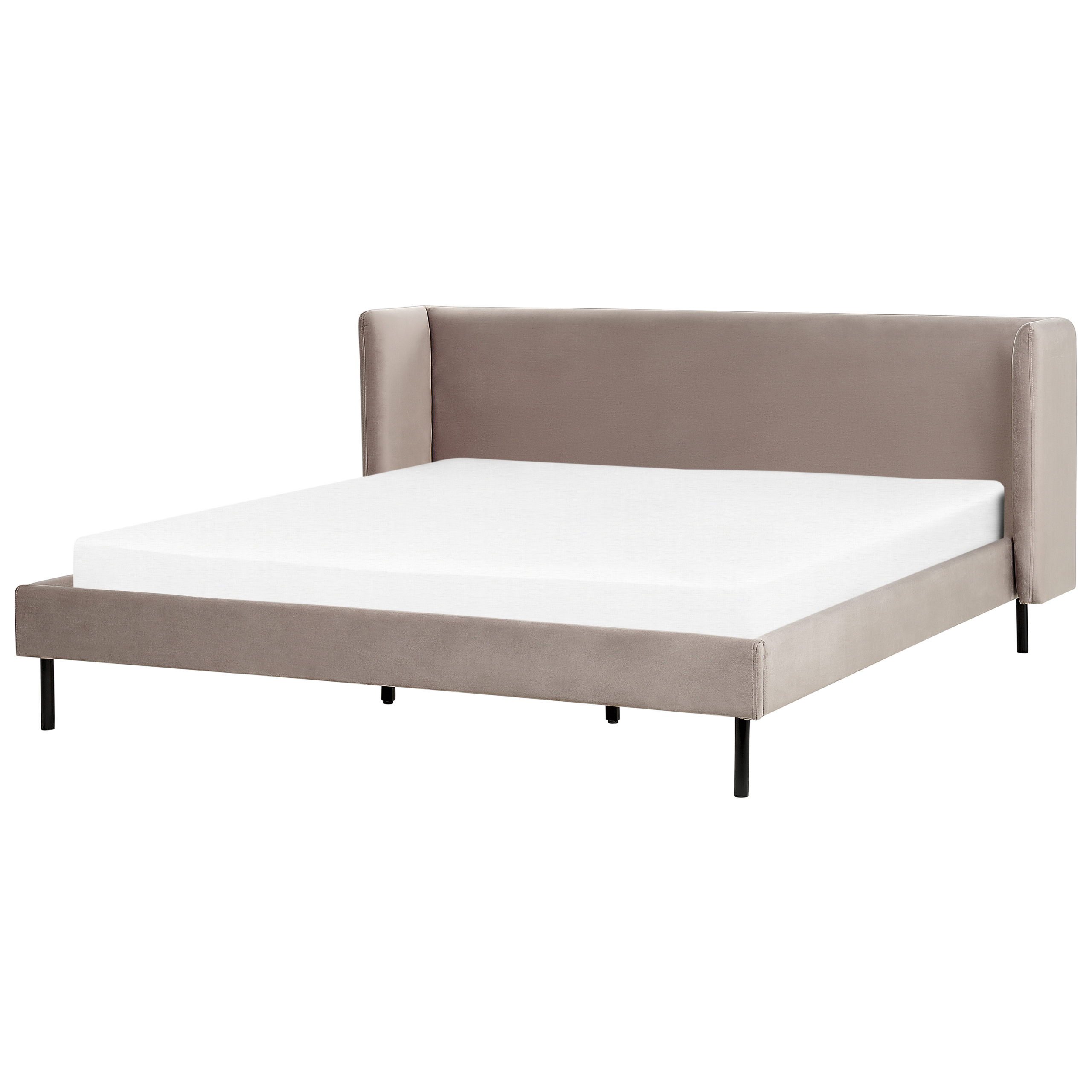 Beliani - Cama de casal em veludo taupe 180 x 200 cm ARETTE