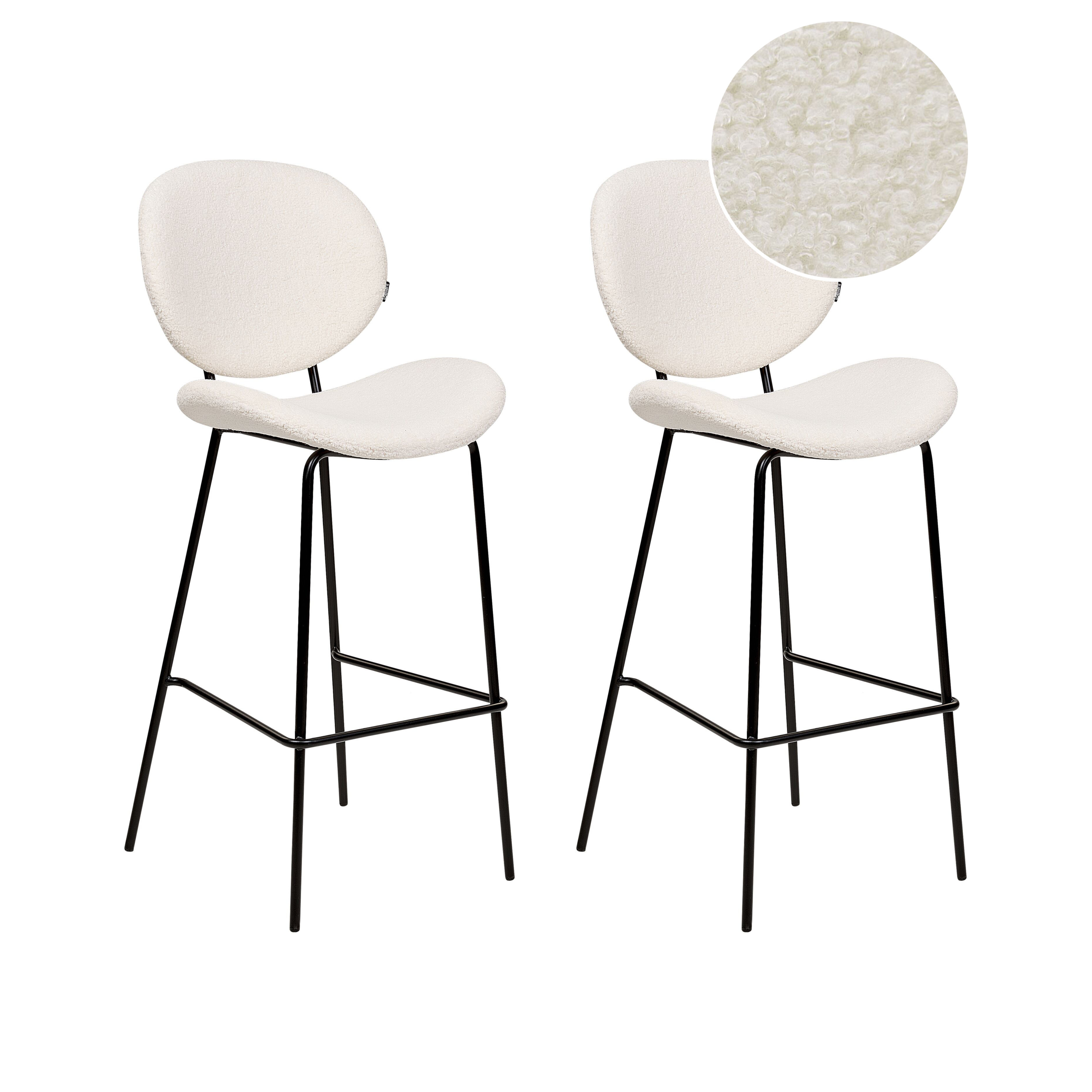 Set of 2 bar stools LUANA Boucle White [2]