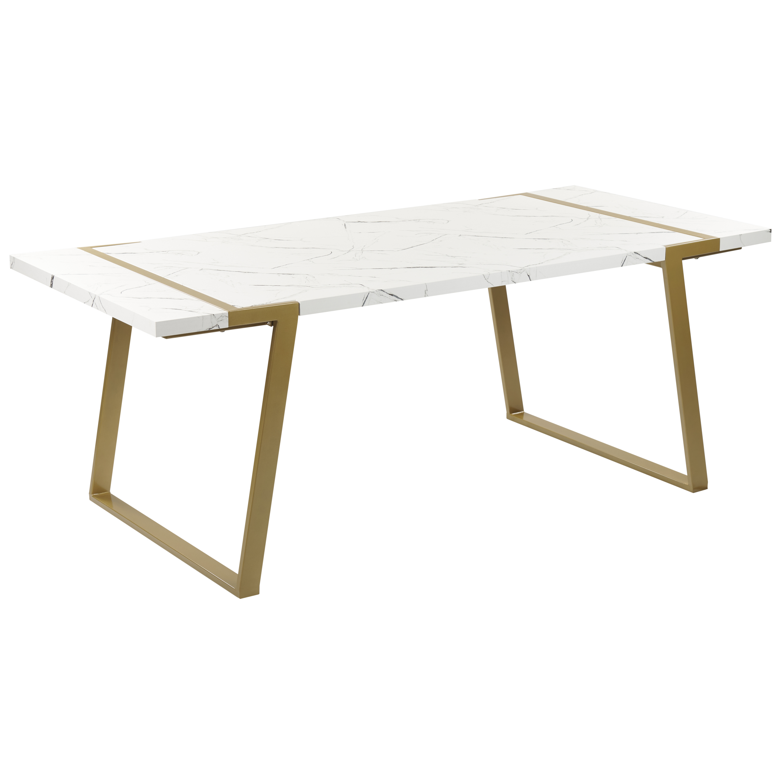 Beliani - Mesa de jantar efeito de mármore e dourado 90 x 200 cm MARTYNIKA