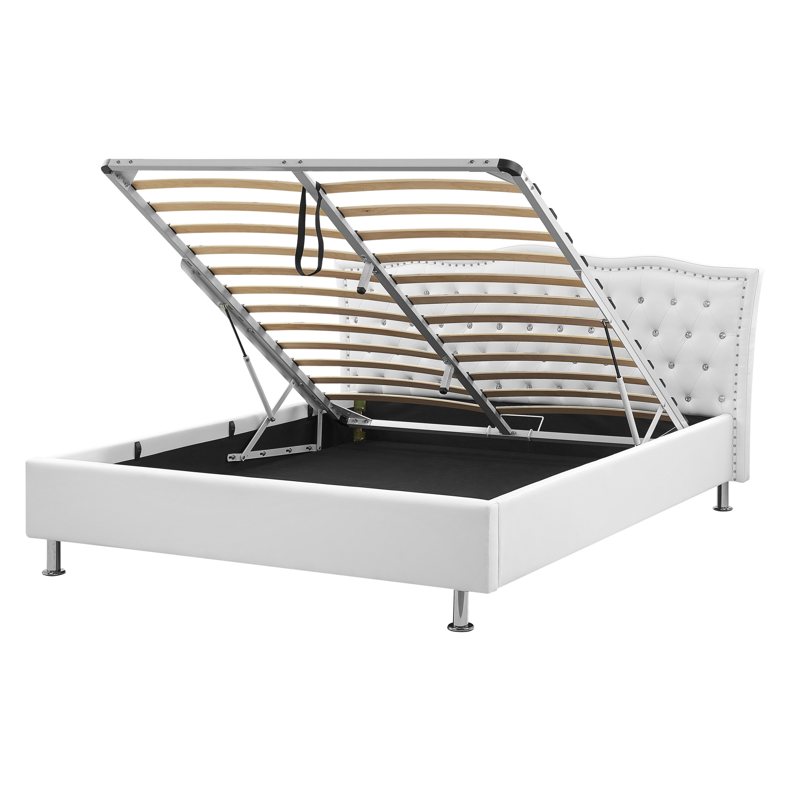 Bed met opbergruimte kunstleer wit 160 x 200 cm METZ