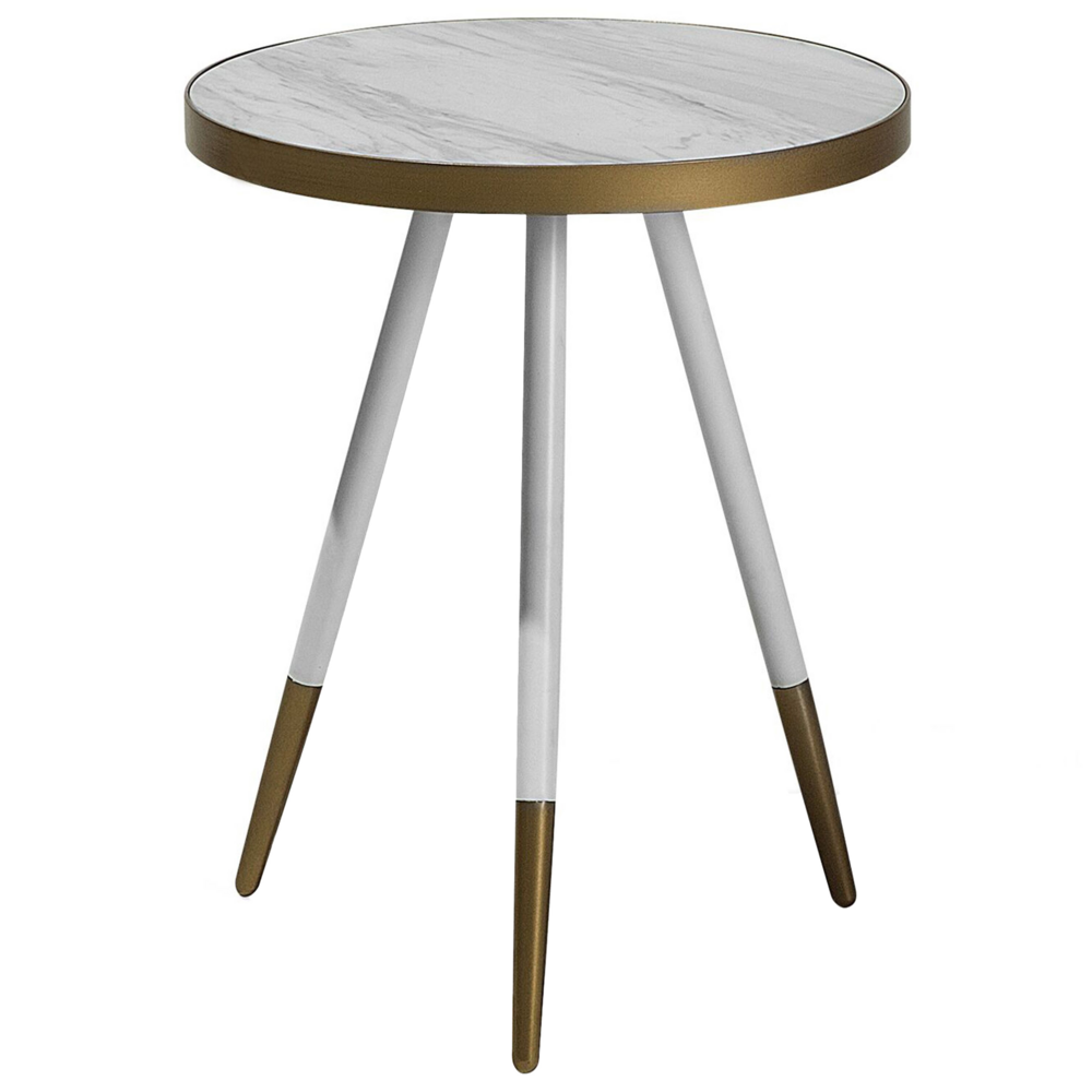 Image of Tavolino da Salotto con Treppiede Base dorato Effetto Marmo Bianco