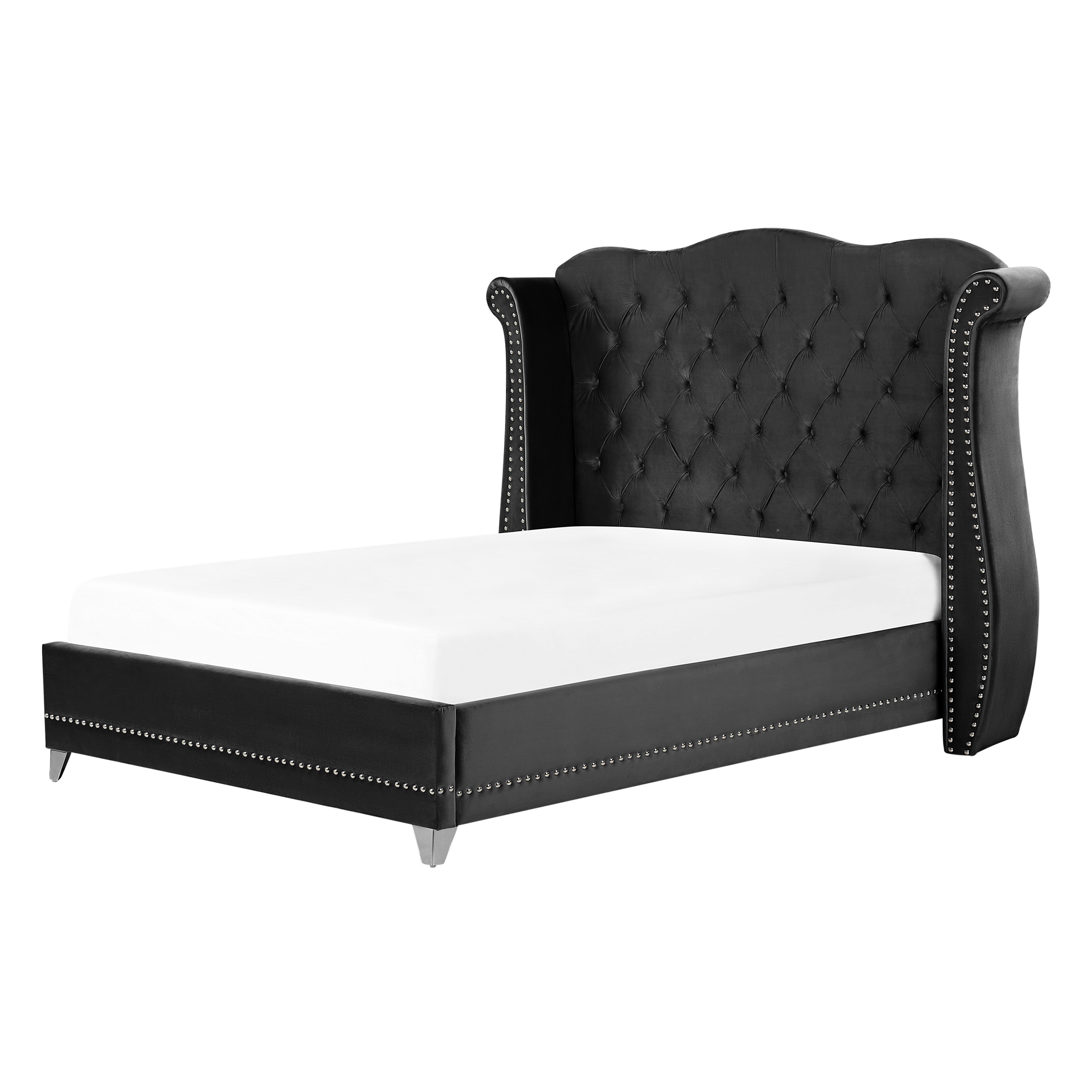 Bed fluweel zwart 140 x 200 cm AYETTE