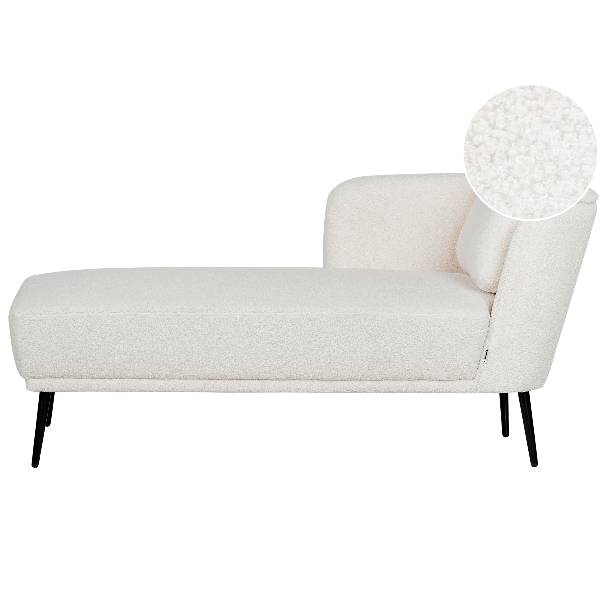 Chaise longue bouclé wit rechtszijdig ARTHEZE