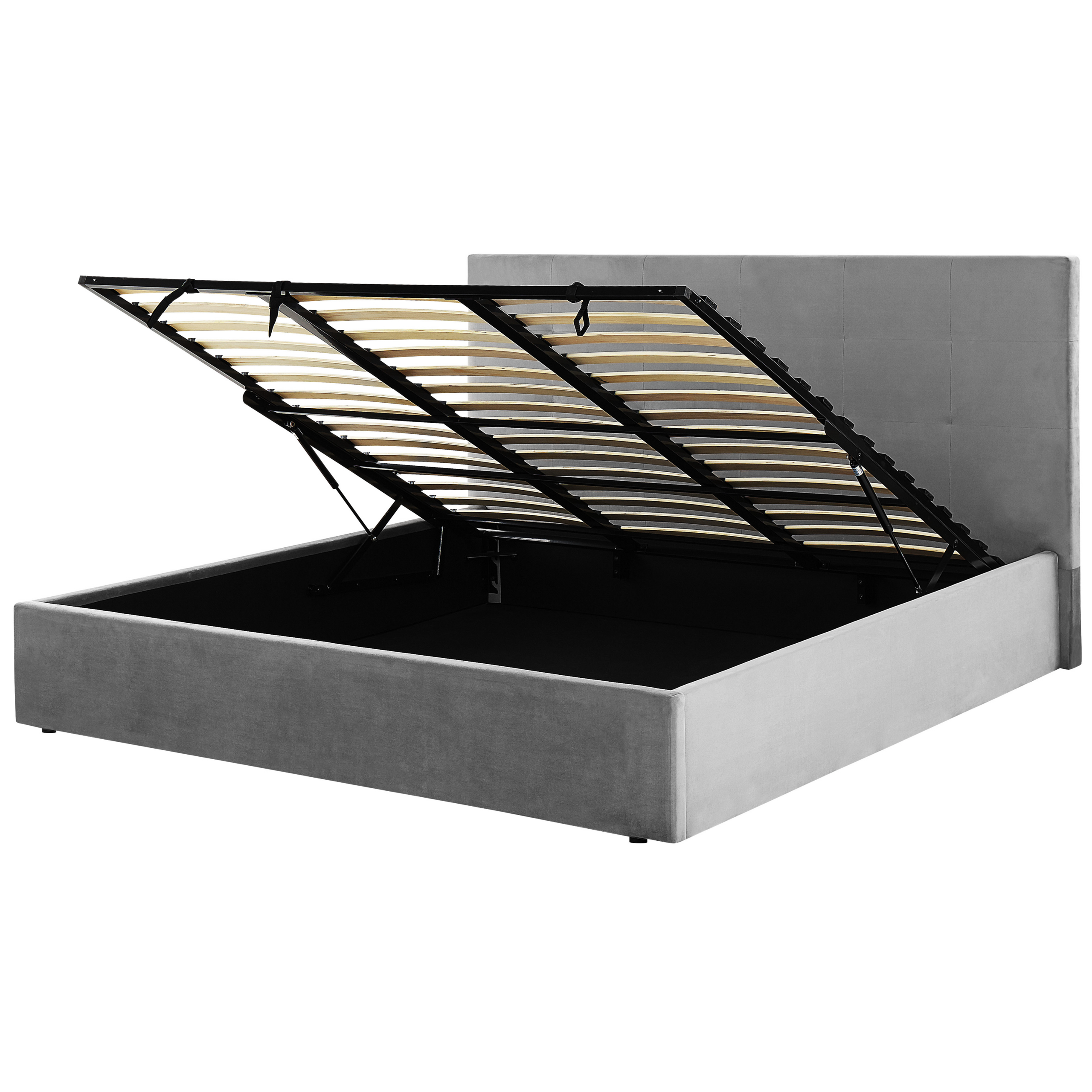 Tweepersoonsbed met opbergruimte fluweel grijs 180 x 200 cm LORIENT