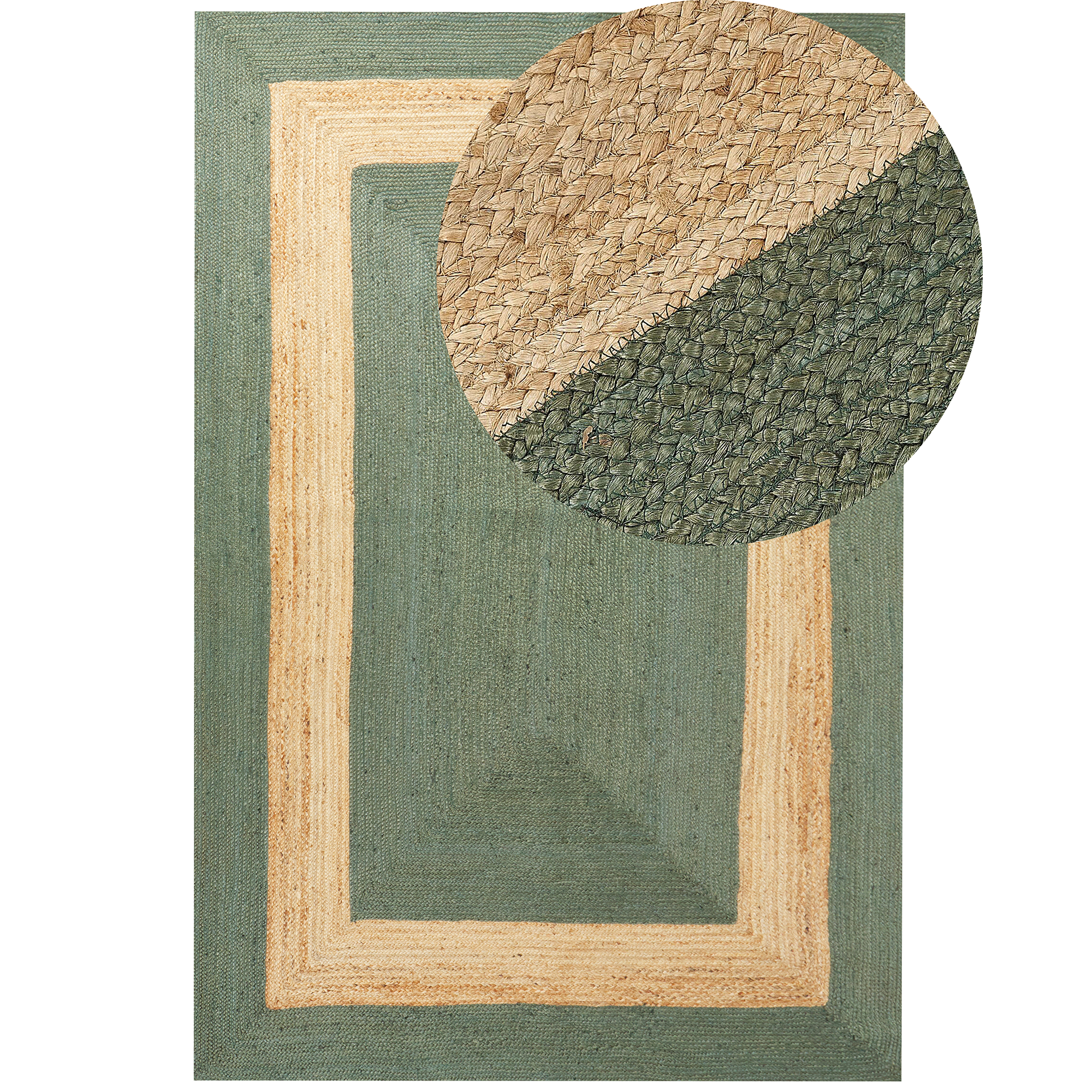 Vloerkleed jute groen 200 x 300 cm KARAKUYU