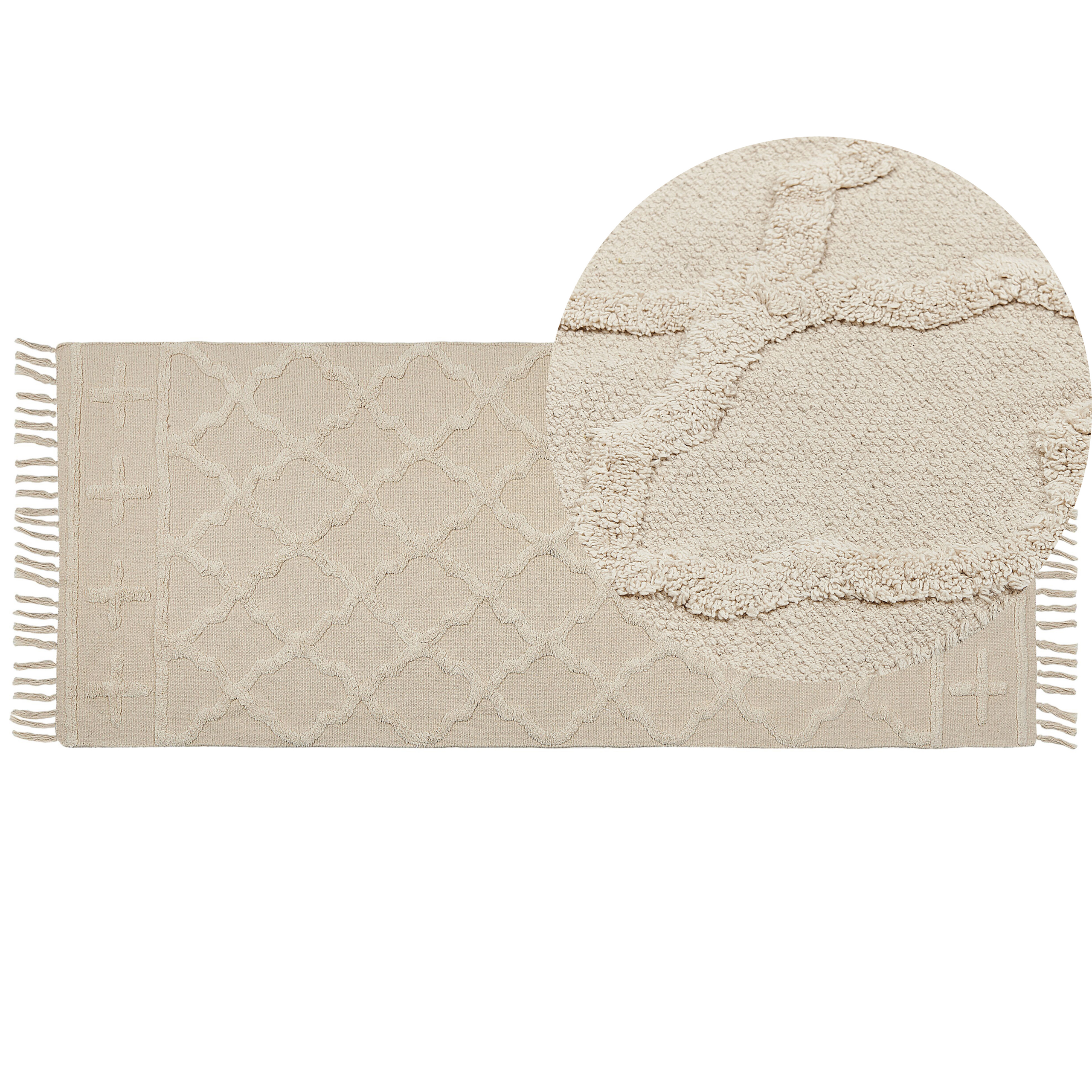Vloerkleed katoen beige 80 x 230 cm TOZLU