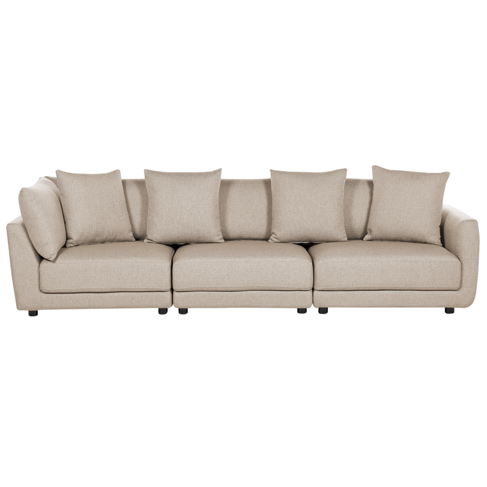 Image of Divano a 3 posti Beige in tessuto poliestere imbottito Divano Cuscini supplementari