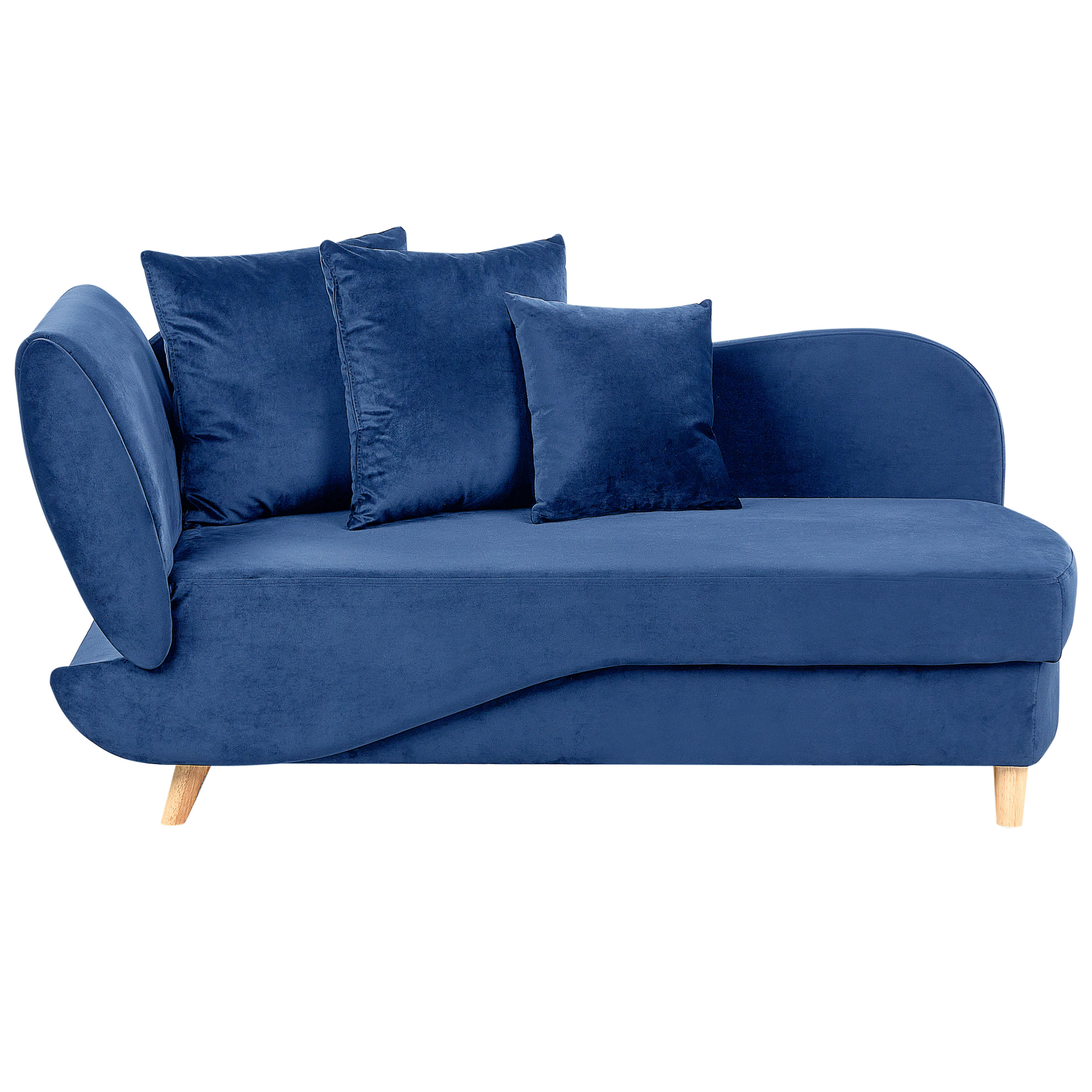 Chaise longue fluweel blauw linkszijdig MERI II
