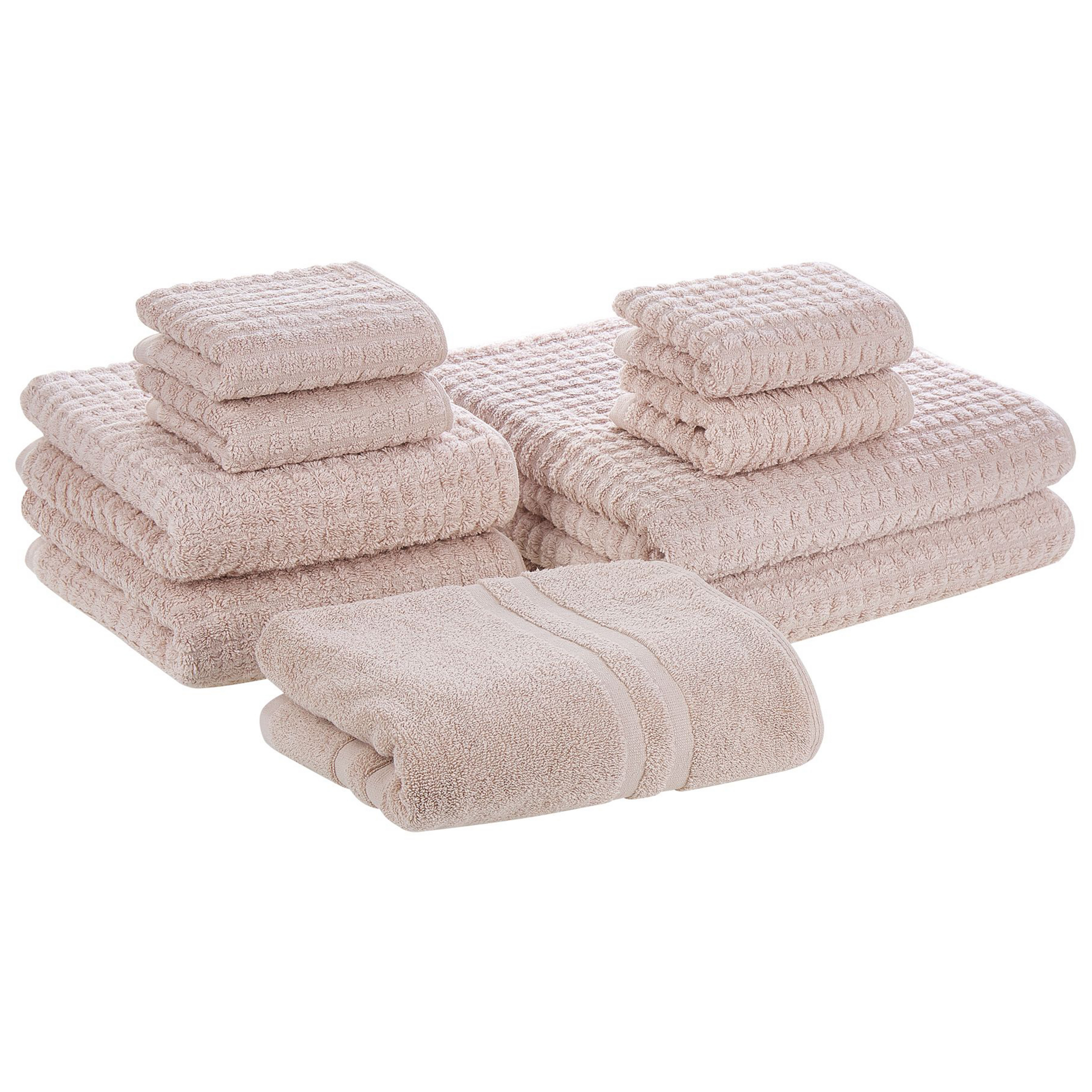 Handdoek set van 9 katoen roze ATAI