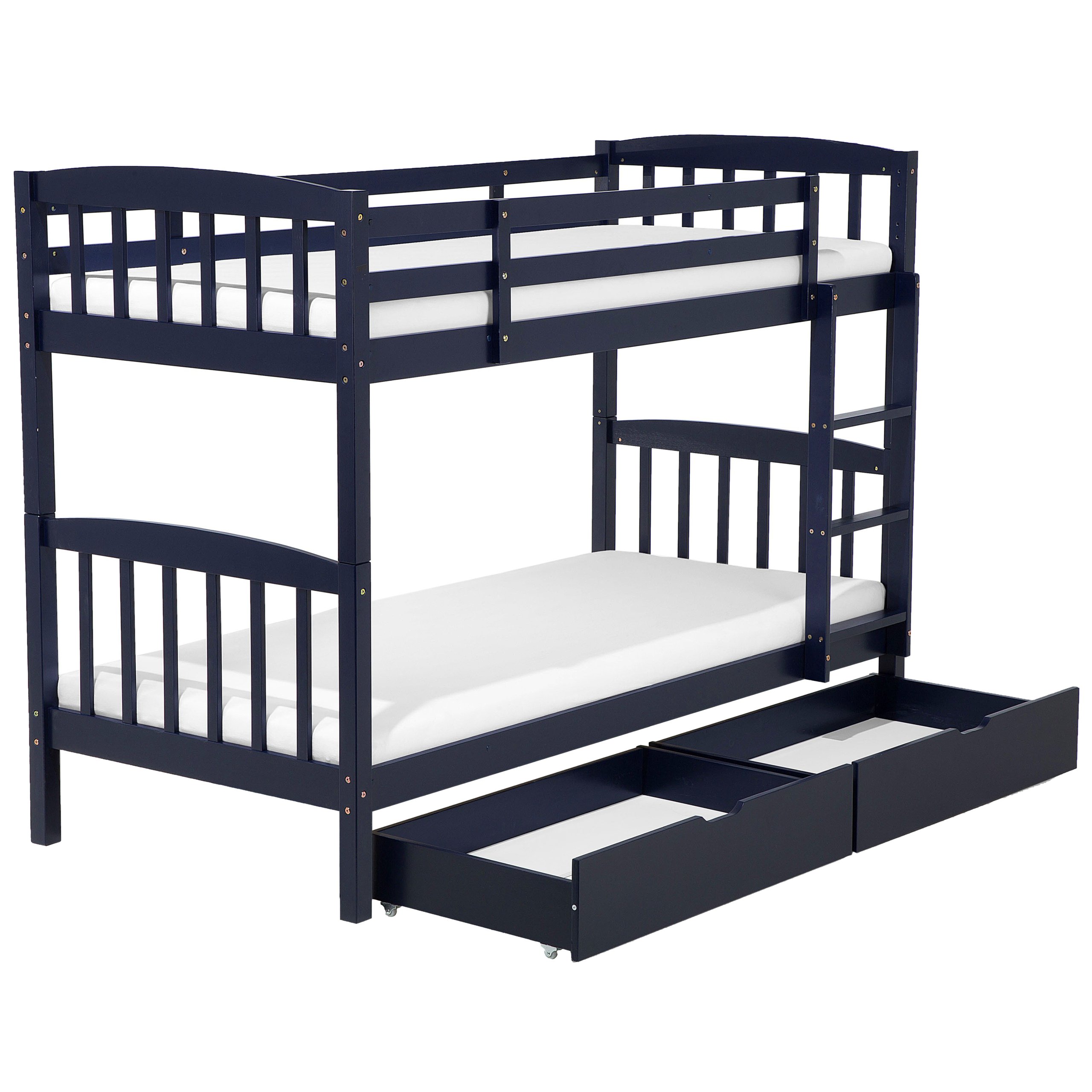 Stapelbed met opbergruimte donkerblauw 90 x 200 cm REVIN