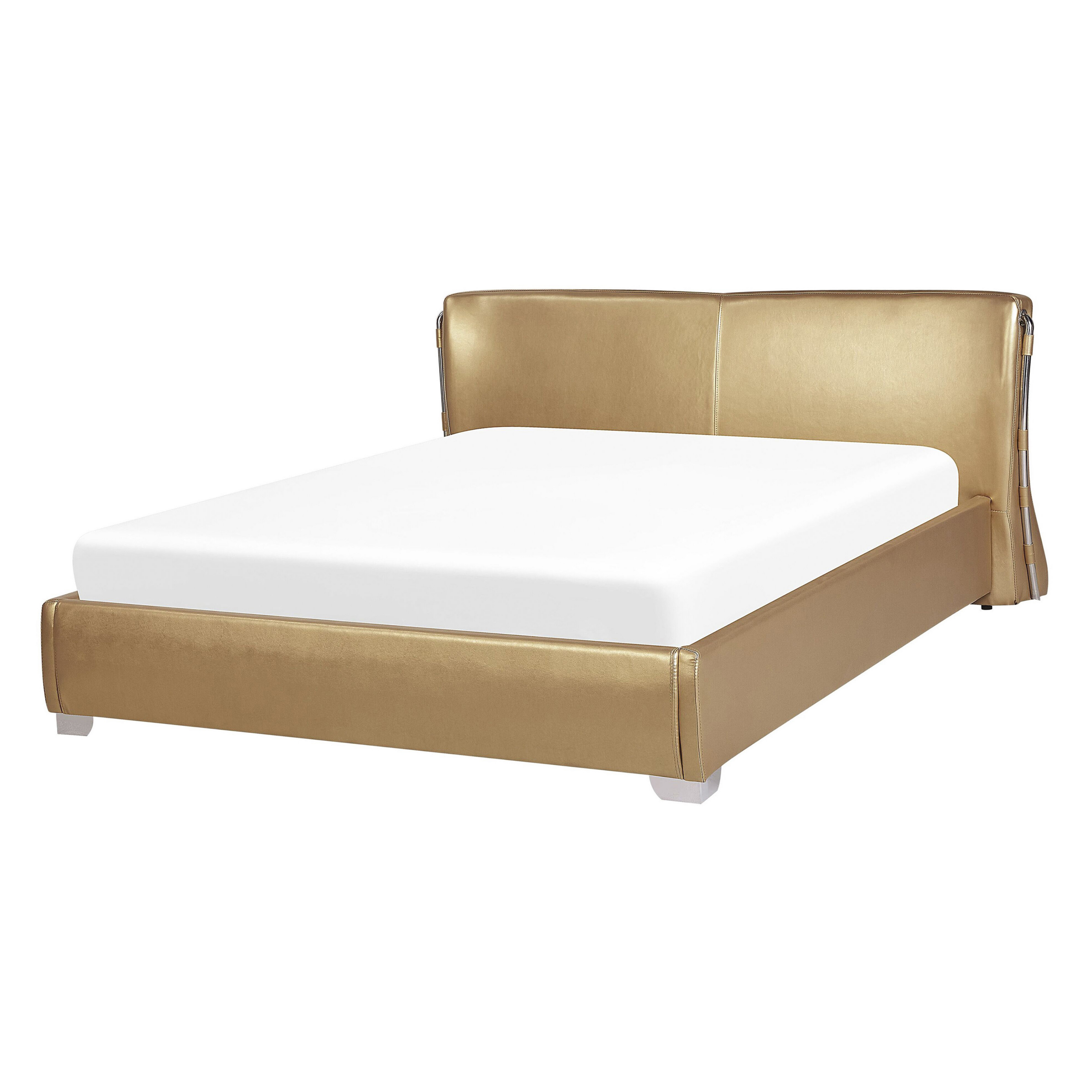 Bed leer goud 140 x 200 cm PARIS