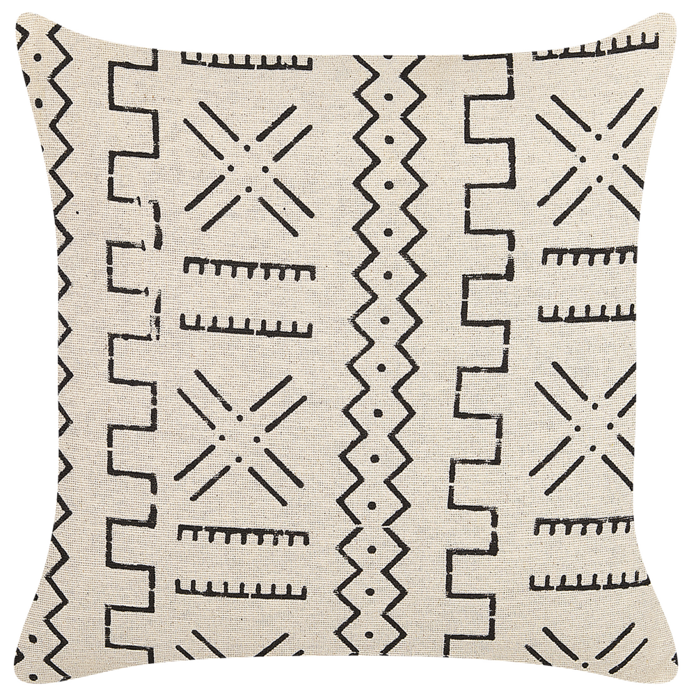 Image of Cuscino decorativo cotone bianco e nero 45 x 45 cm motivo geometrico stampa laminata stile boho accessori