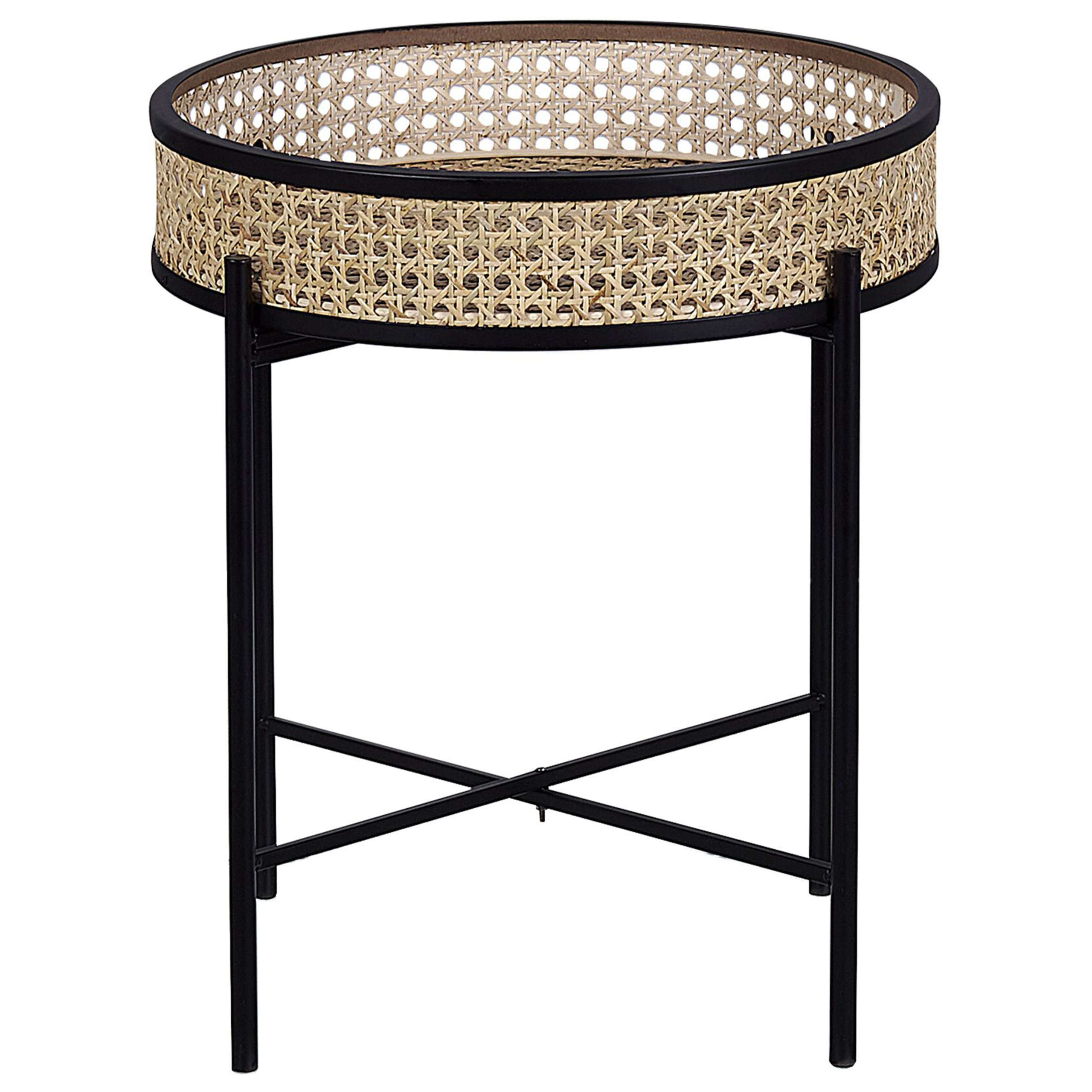 Bijzettafel zwart/rotan VIENNA