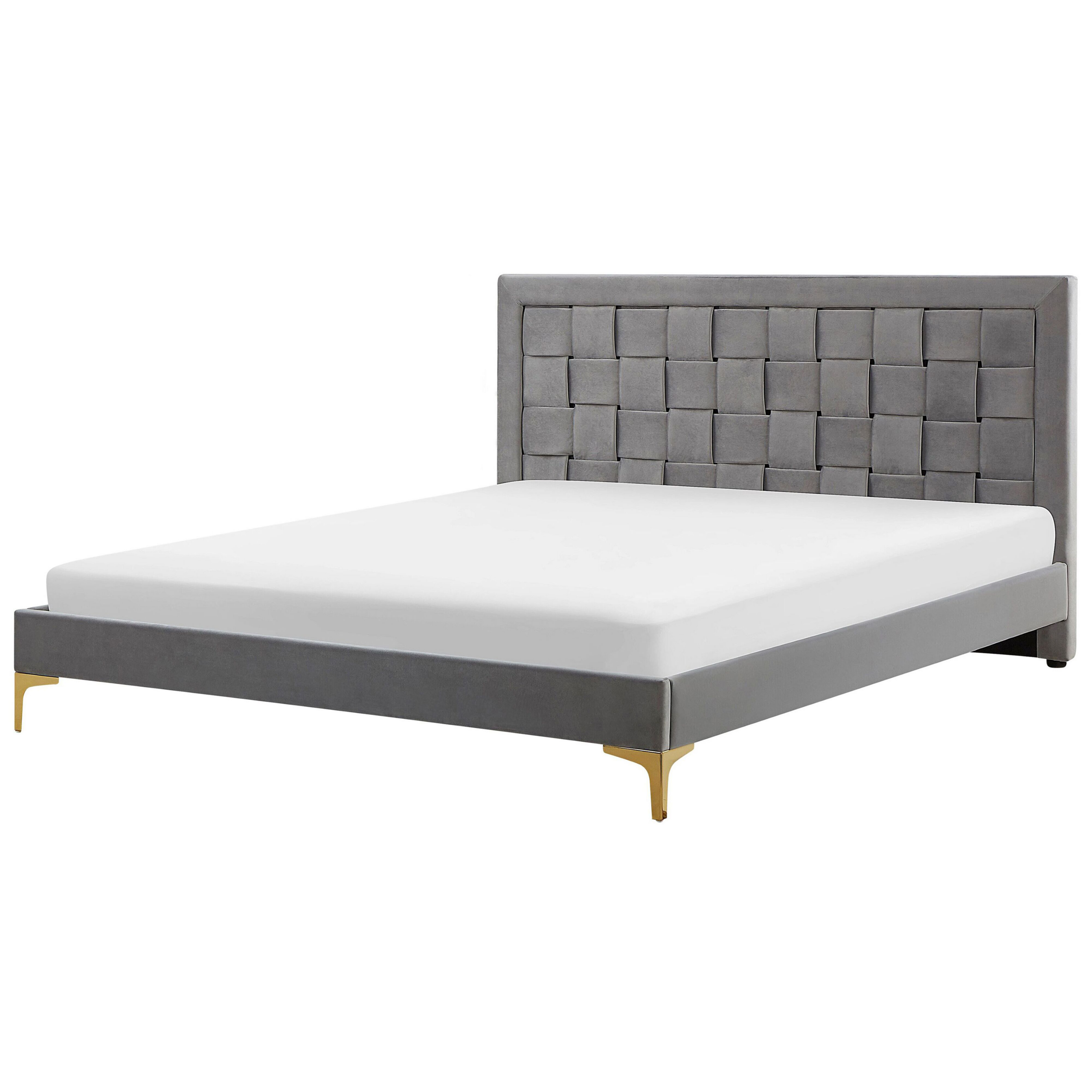 Bed fluweel grijs 180 x 200 cm LIMOUX