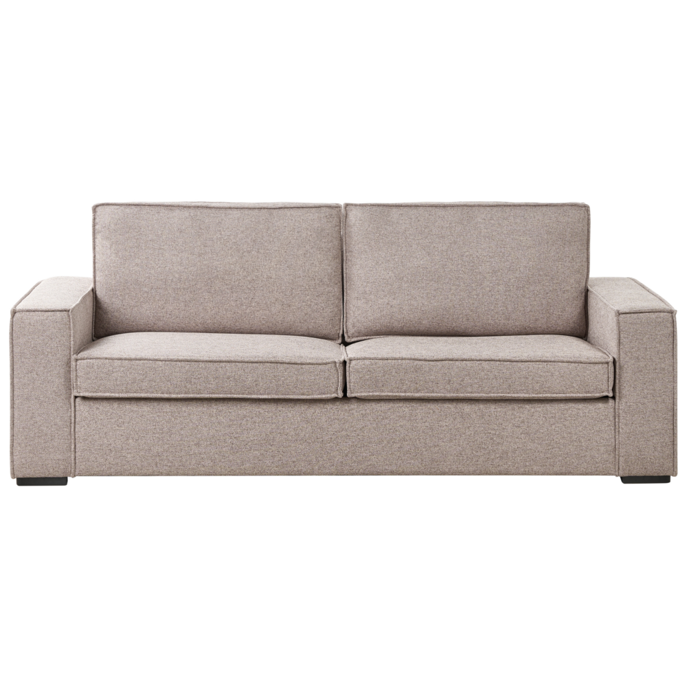 Divano letto in tessuto marrone chiaro Divano letto trasformabile a 3 posti con struttura e materasso