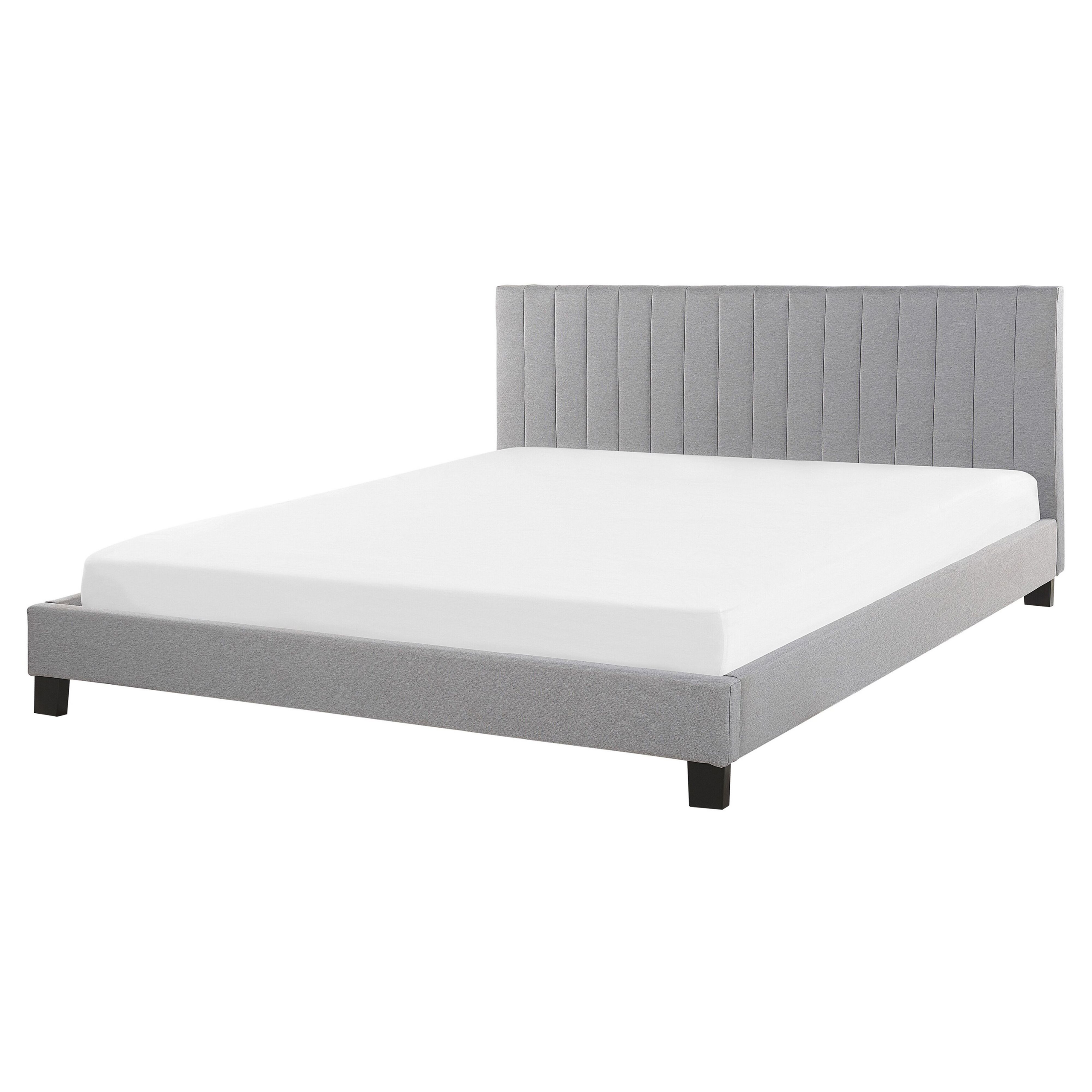 Beliani - Cama de casal em tecido cinzento claro 160 x 200 cm POITIERS