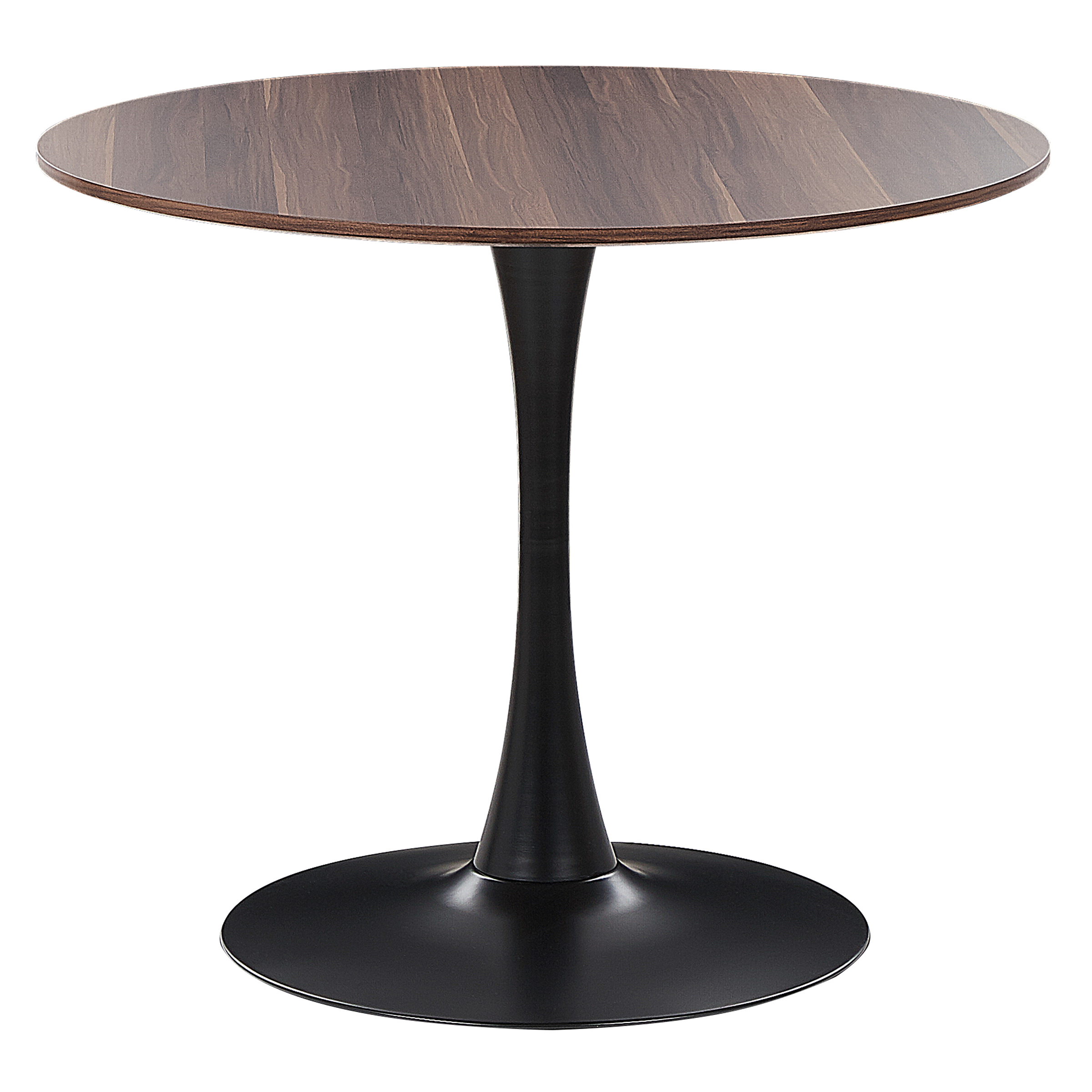 Beliani - Mesa de jantar redonda castanho escuro e preto ⌀ 90 cm BOCA