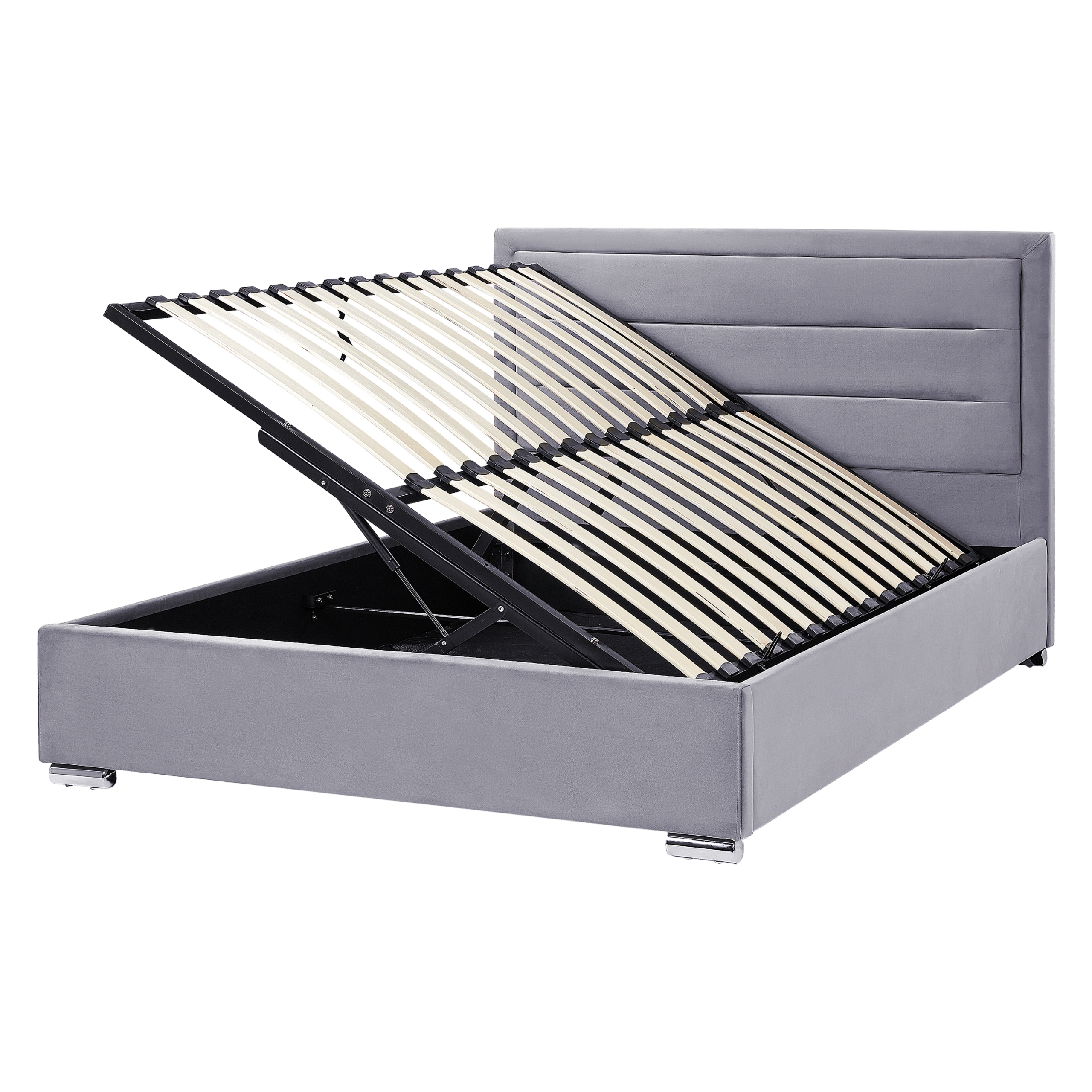 Bed met opbergruimte fluweel donkergrijs 160 x 200 cm ROUEN