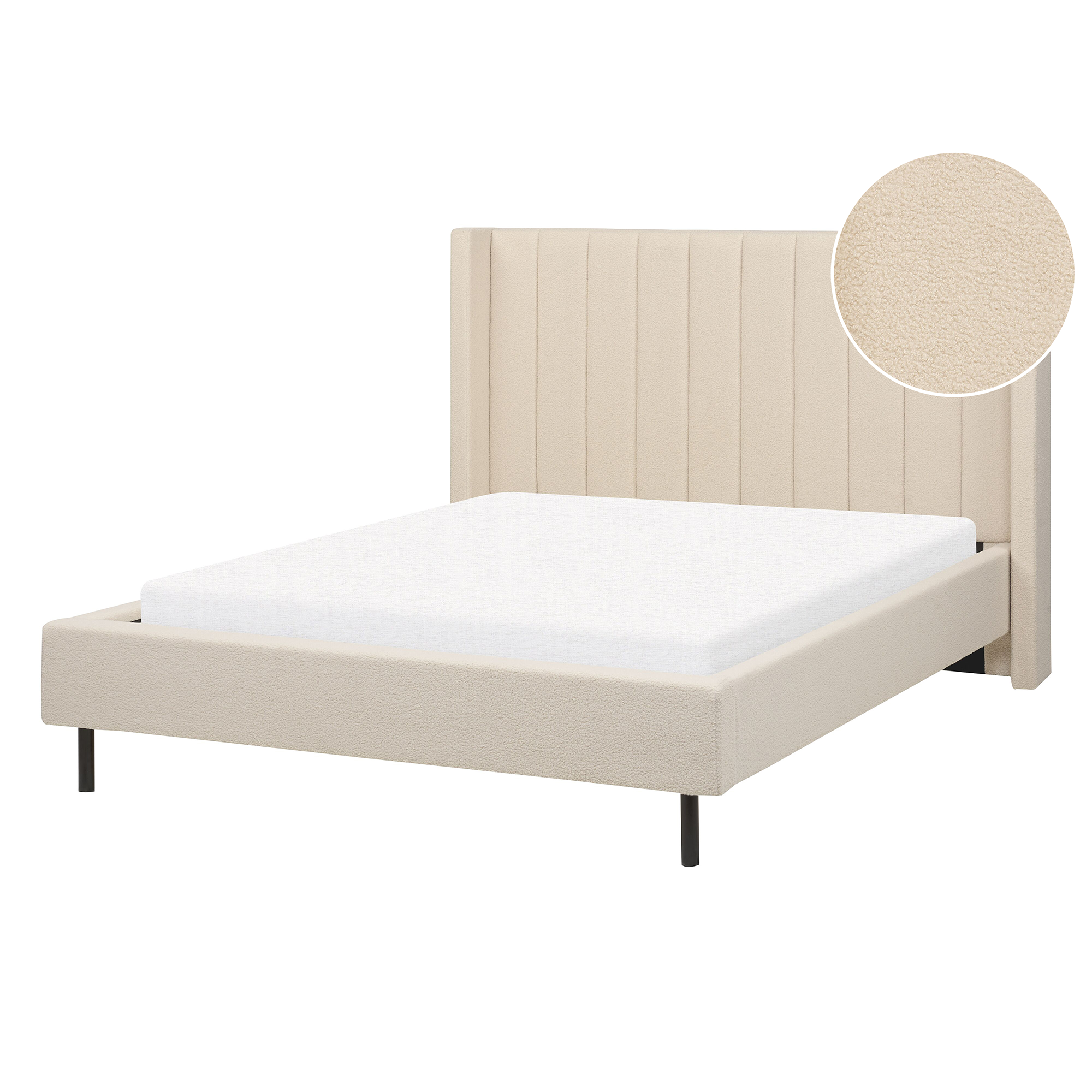 Bed bouclé beige 140 x 200 cm VILLETTE